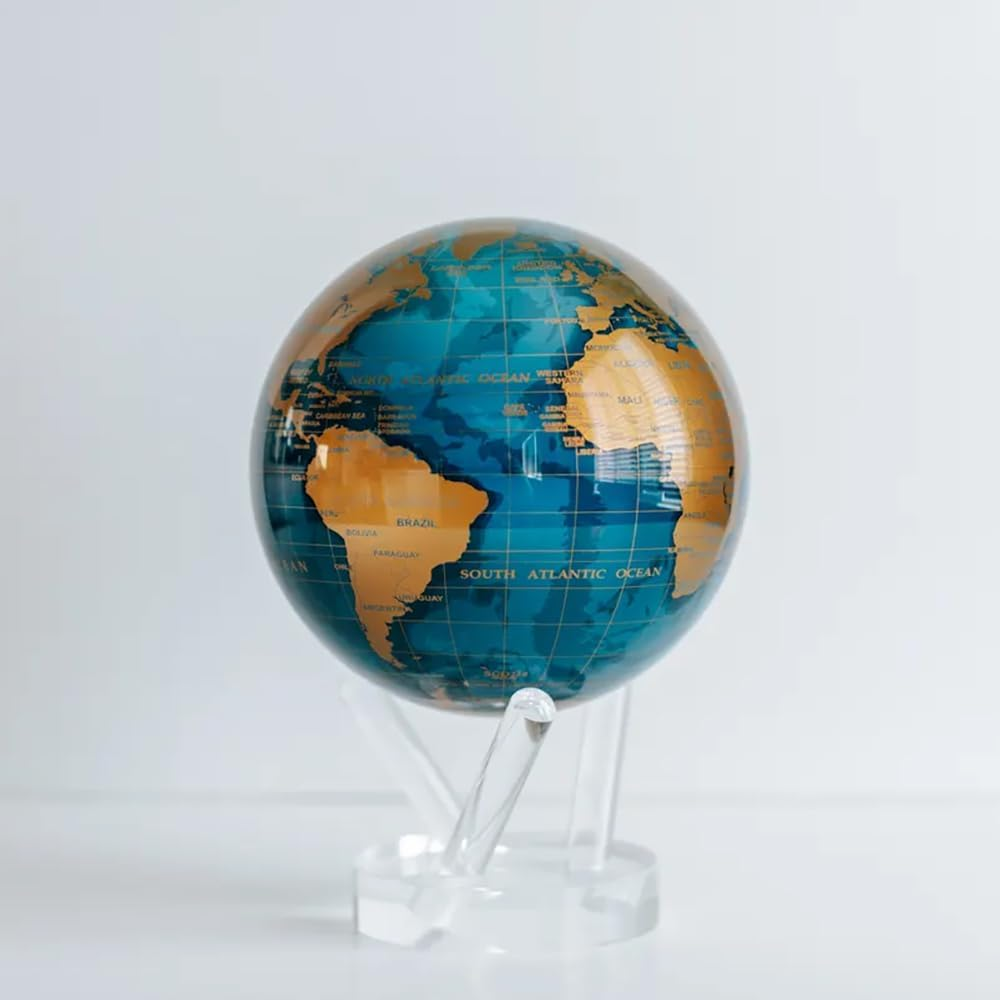 MOVA Blue and Gold Solar-Powered Rotating Globe 8.5&rdquo; | Desk Decor with Stand | No Batteries Needed | Modern Map Accent for Home or Office image number 4