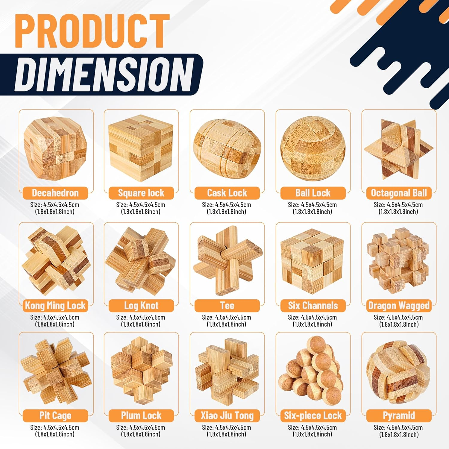 Tuauoe Wooden Brain Teaser Puzzles, 9Pcs 3D Brain Teasers for Adults Teens Kids, Logic Mind Puzzle Box Lock Toy Removing Assembling 3D Small Puzzle Gift Set, Small 3D Unique IQ Hand Puzzles image number 3