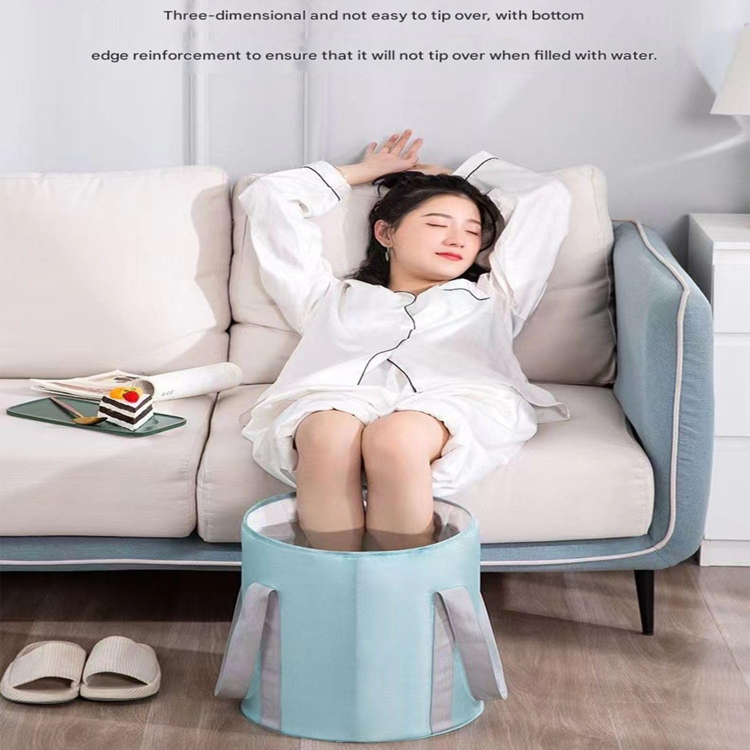 Large Collapsible Foot Bath Tub Portable Foldable Foot Soaking Basin with Handles & Thermal Insulation &ndash; Leakproof Travel Foot Spa Bucket for Home, Camping, Pedicure & Outdoor Use