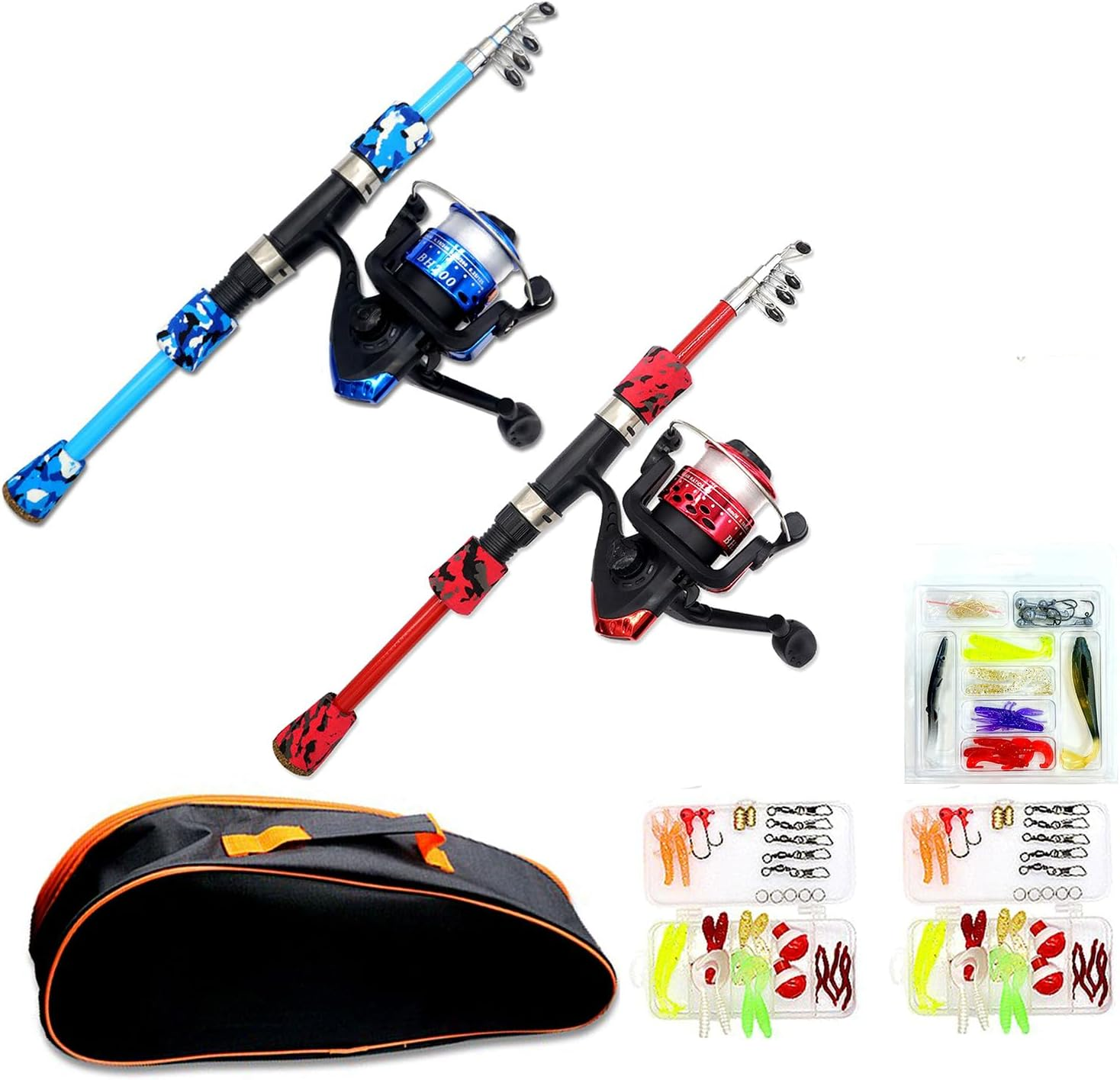 Spinning Fishing Pole Kids &ndash;Telescopic Fishing Rod & Reel Combo, Tackle Box, Carry Bag for Boys and Girls with Full Kits Hooks Lure Case for Youth Fishing and Beginner