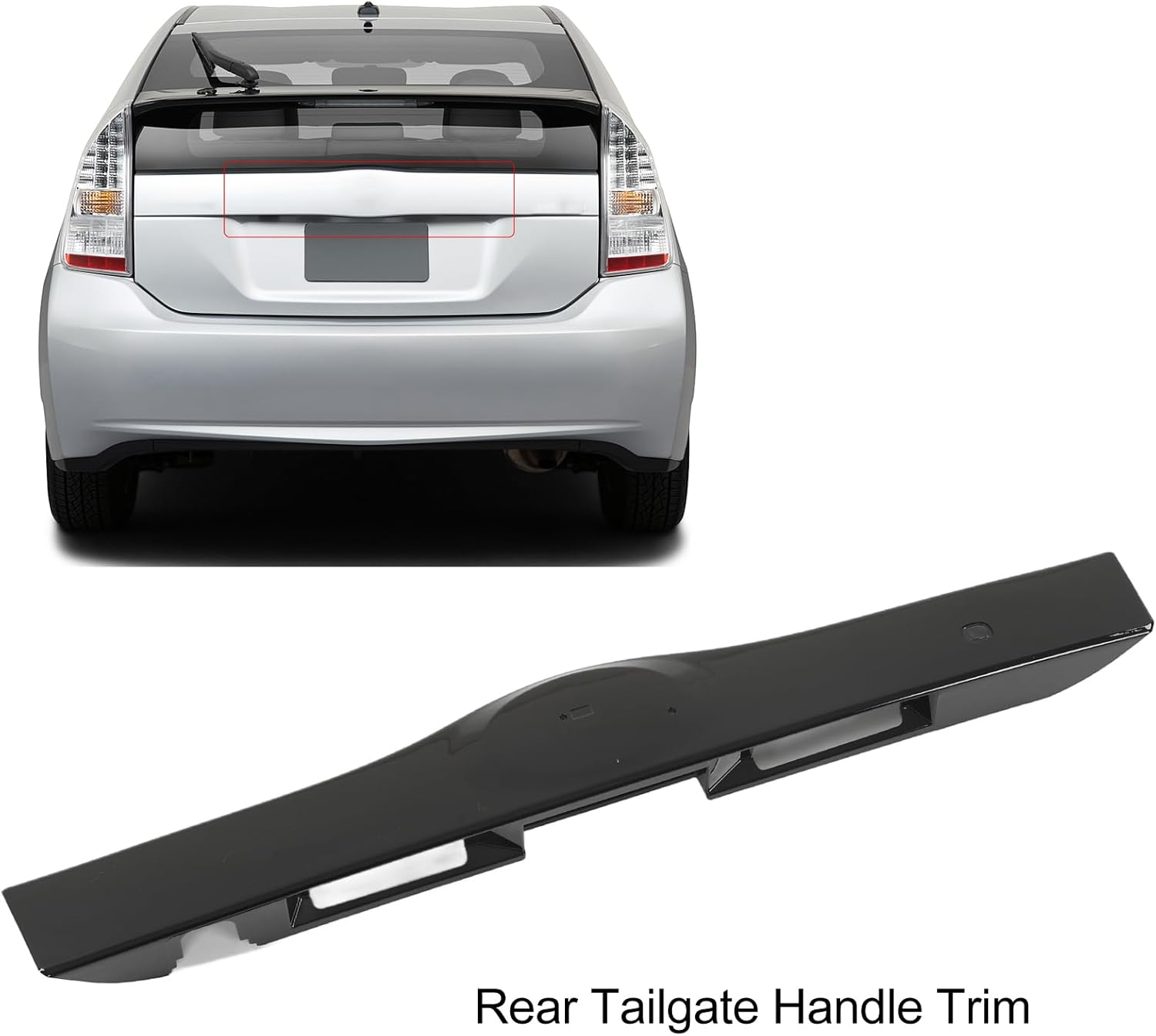 Rear Exterior Tailgate Liftgate Handle Garnish for Prius 2004 to 2009, Rear Tailgate Liftgate Handle Trim Replacement, Rear Tailgate Trunk Door Cover Grille (Black) image number 6