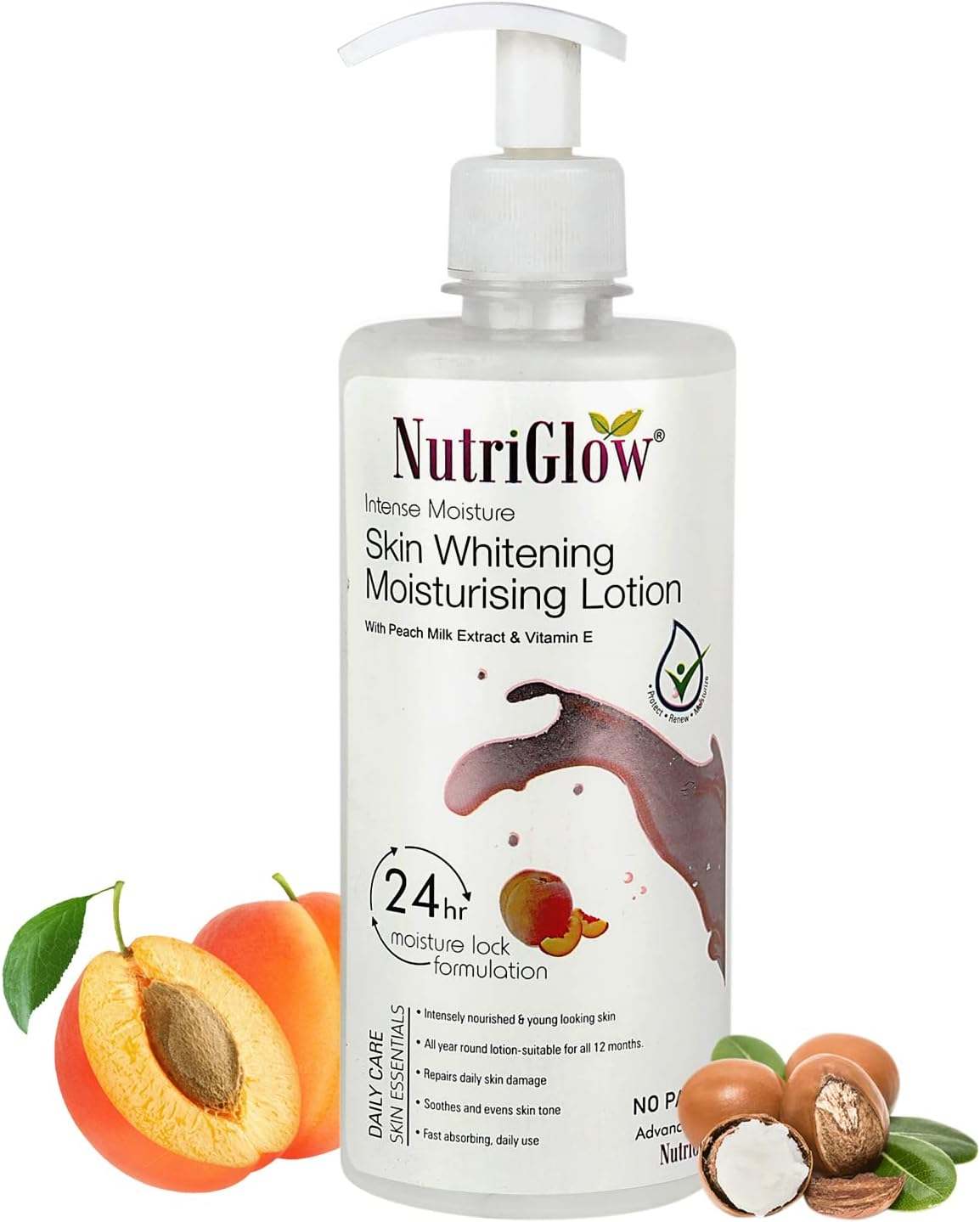 Nutriglow Intense Moisture Body Lotion with Peach Milk Extract & Vitamin E for Deep Hydration, Dry Itchy Skin, Parched Skin, All Skin Types, 500Ml image number 1