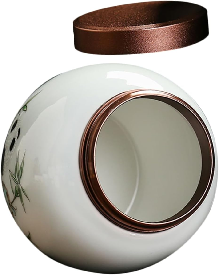 Panda Ceramic Tea Canister Jar Cute Household Storage Container for Tea Snacks and Beads Multi-Functional Storage Elegant Design for Home Decoration image number 4
