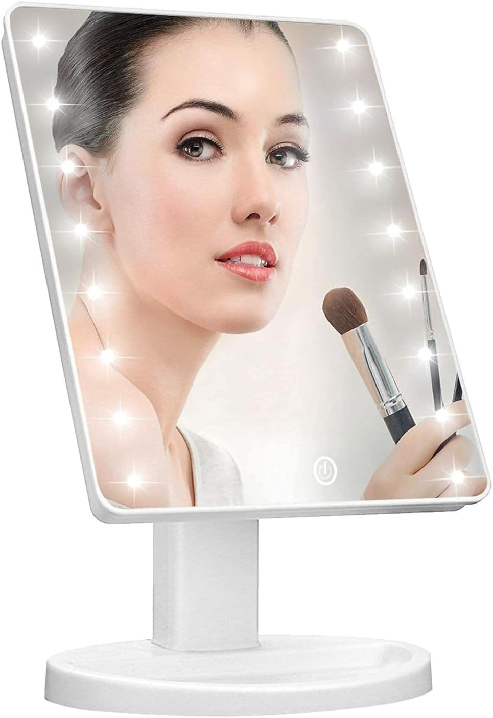 Lighted Vanity Makeup Mirror with 16 Led Lights 180 Degree Free Rotation Touch Screen Adjusted Brightness Battery USB Dual Supply Bathroom Beauty Mirror (White) image number 3