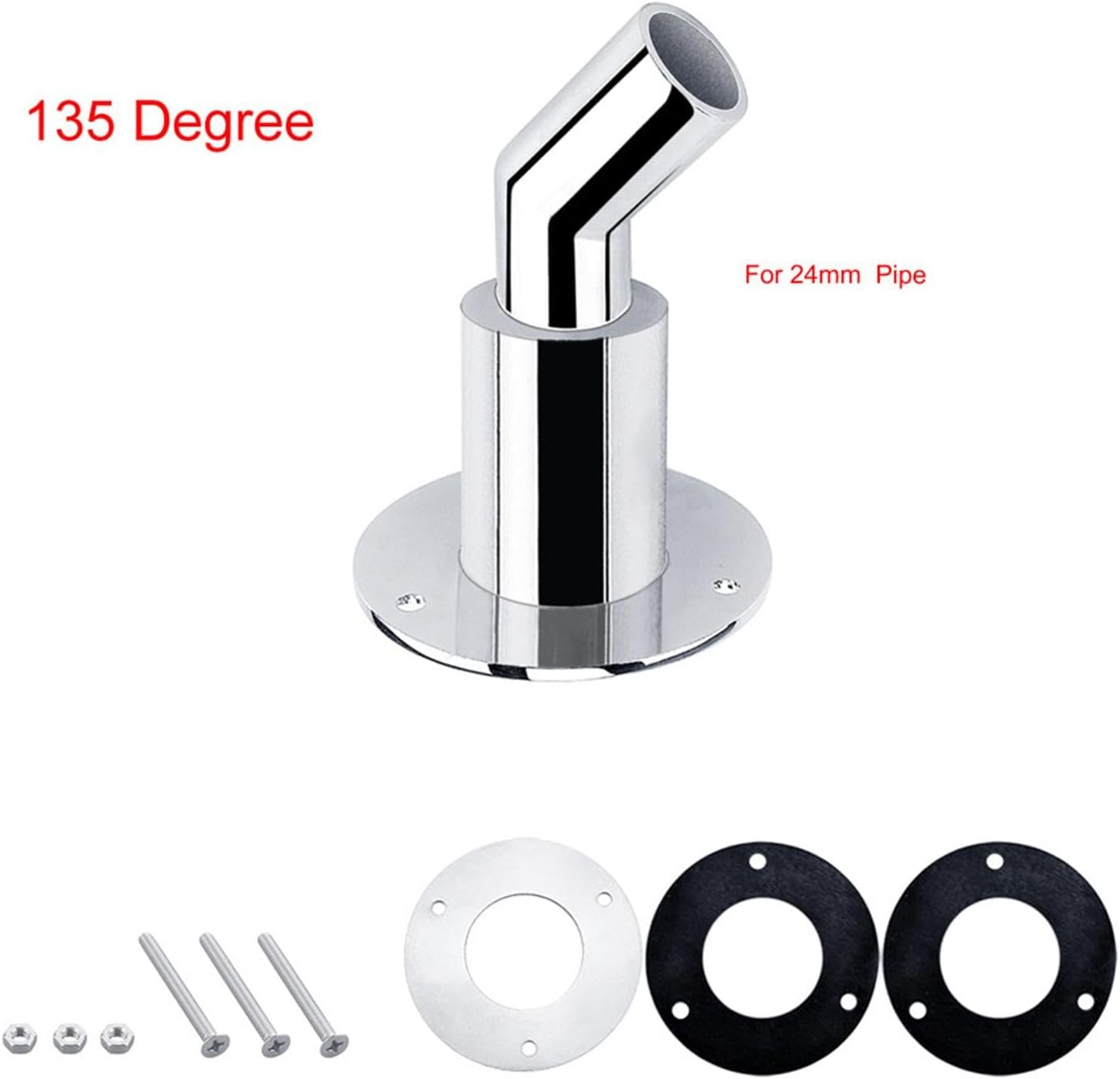 Magideal Thru Hull Exhaust Skin with Screws and Nuts Tube Pipe Socket Hardware Premium Stainless Steel for Marine Diesel Heater, Bend image number 3
