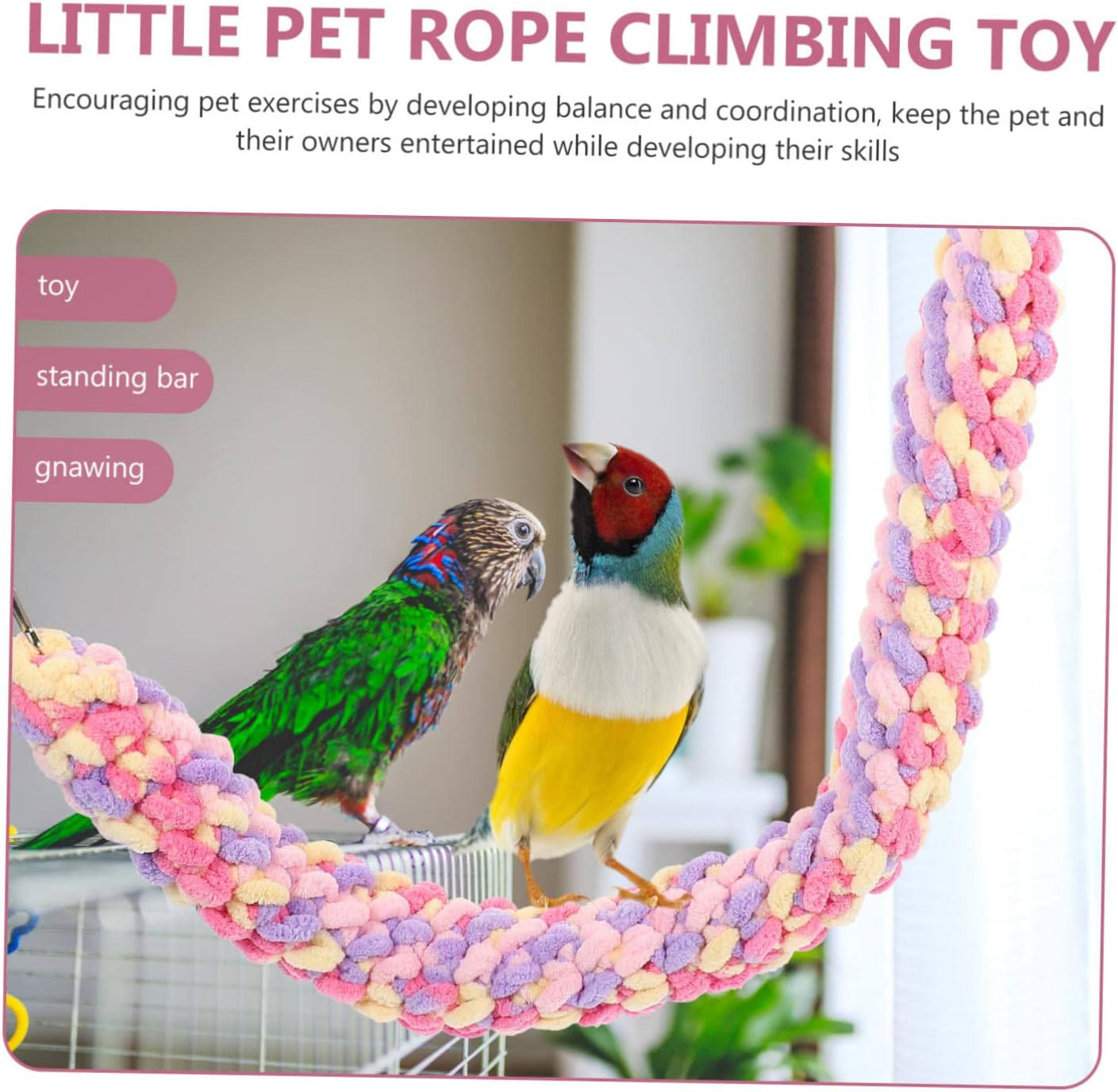 Climbing Hamster Toy and Hanging Rat Accessory, Wear-Resistant Woven Rope with Colorful Design for Sugar Gliders, Guinea Pigs, and Small Pets in Cage Play and Chewing Activities image number 3