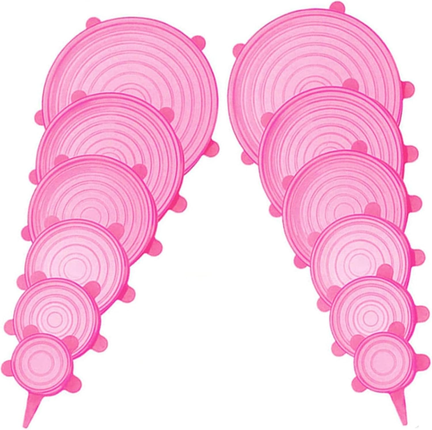 VICSDEP Silicone Stretch Lids, 12 Pack Reusable Silicone Lids, Silicone Bowl Covers for Food Storage, 6 Sizes to Meet Most Containers to Keep Food Fresh, Microwave Safe - Easy Clean Pink image number 1