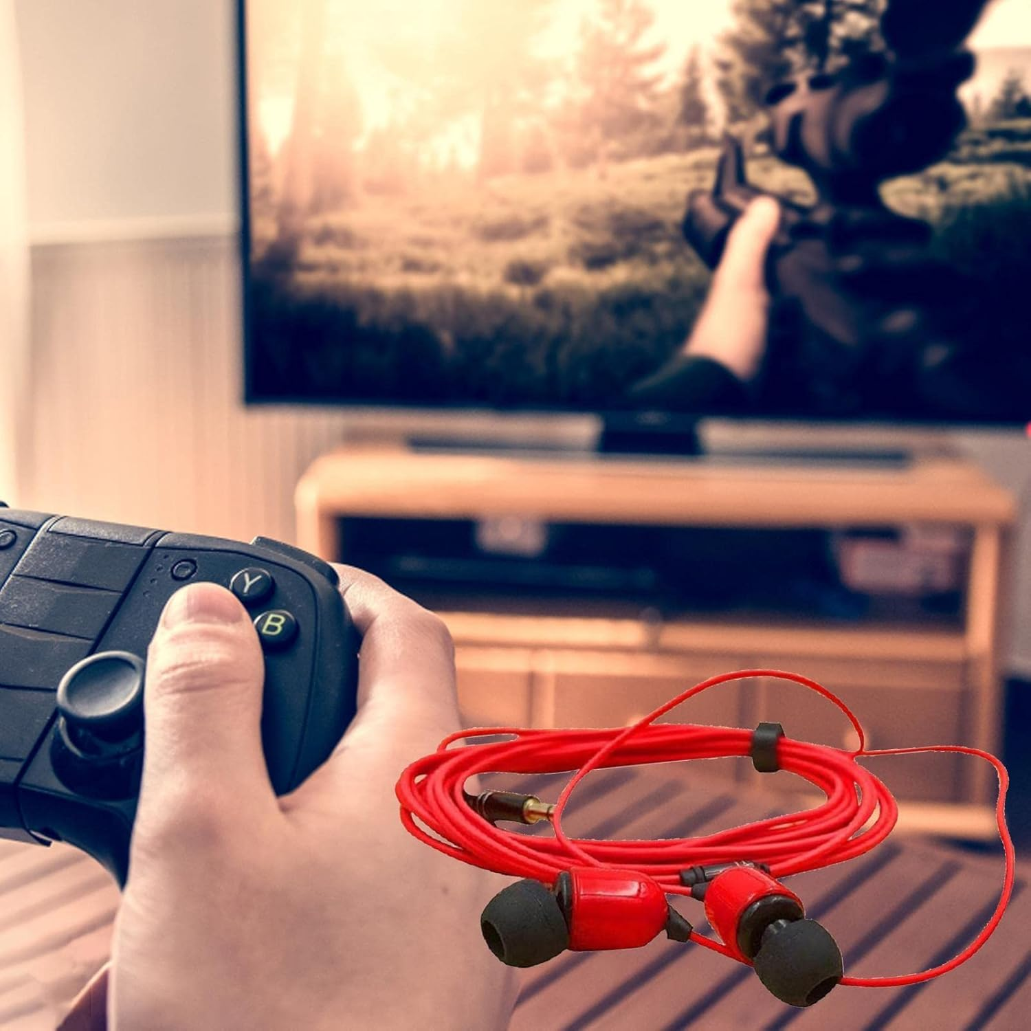 Ear Buds with Long Wired Cord | Wired in Ear Headphones with Microphone - Blocking Bass Ear Buds Headphones Corded for Long-Distance Usage for Computer And - Three Meters With Wheat White image number 6