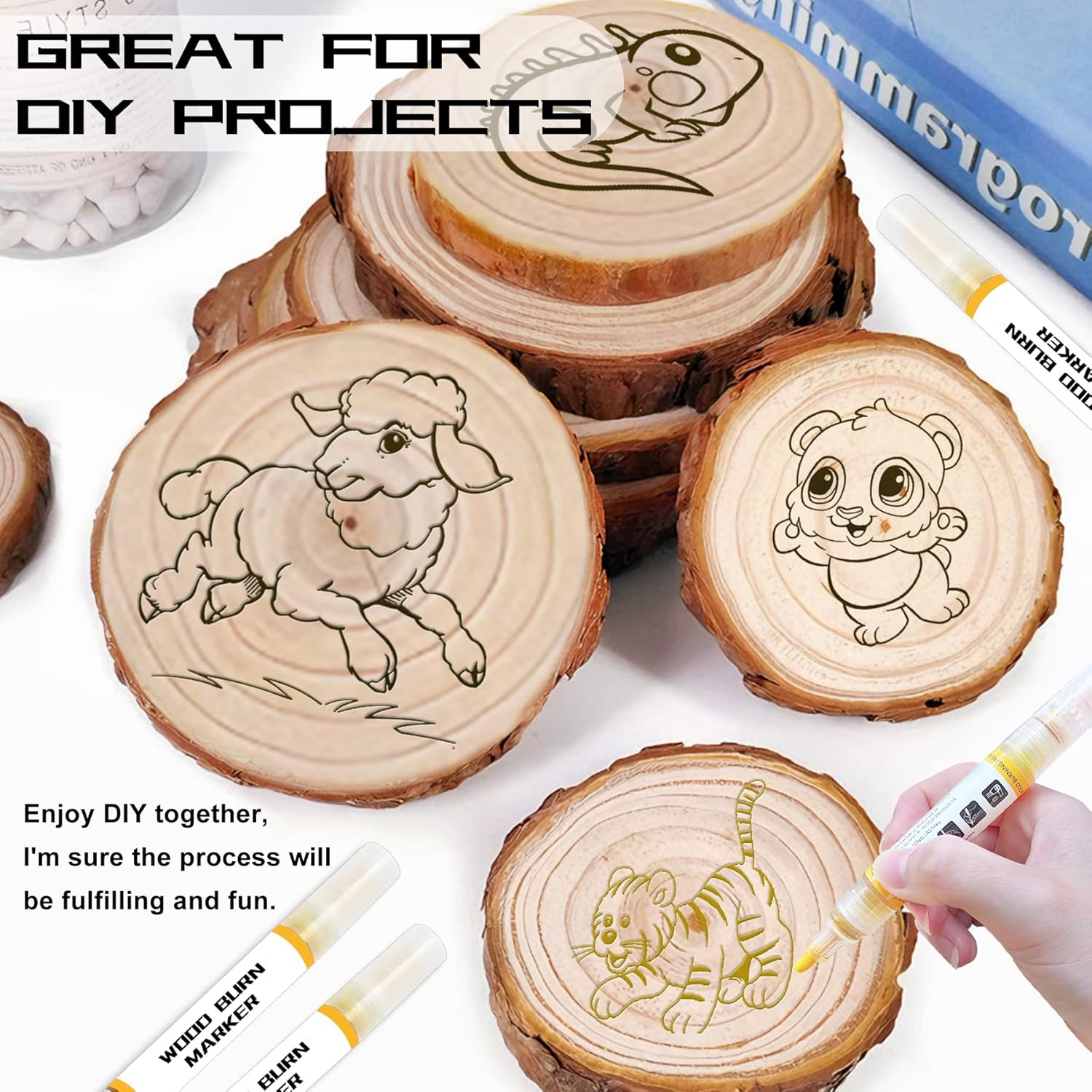 1DFAUL Wooden Burning Marker, 2PCS Scorch Pen for Wood Burn, Double Sided Art Wood Burn Paste Marker, Accurately & Easily Burn Designs on Wood & Crafts, Suitable for Beginners DIY Wood image number 3