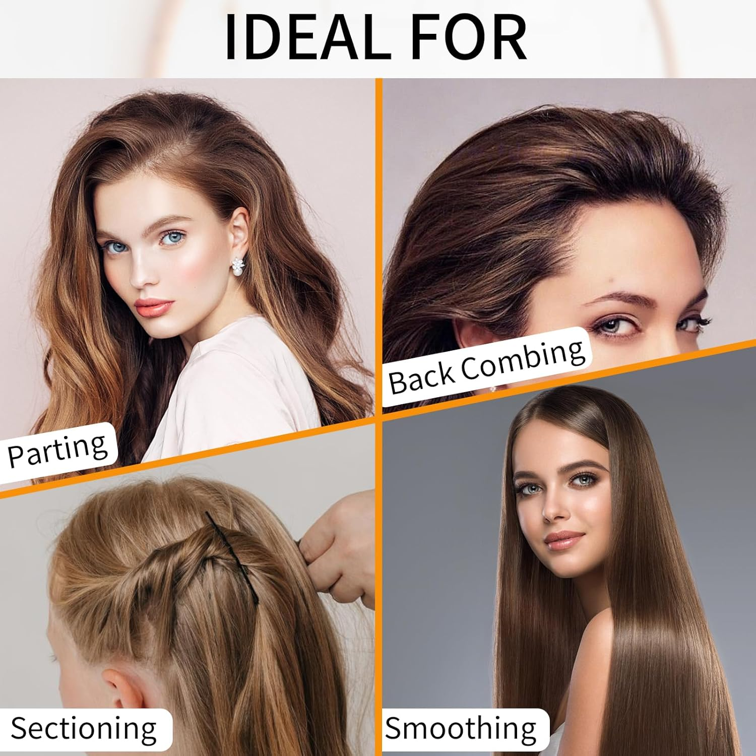 Rat Tail Comb for Hair Styling and Sectioning, Fine Tooth Teasing Comb Parting for Braiding Hair, Eco-Friendly Bamboo and Durable Bakelite Infused Anti-Static Anti-Frizz Hair for Women by Combetter image number 3