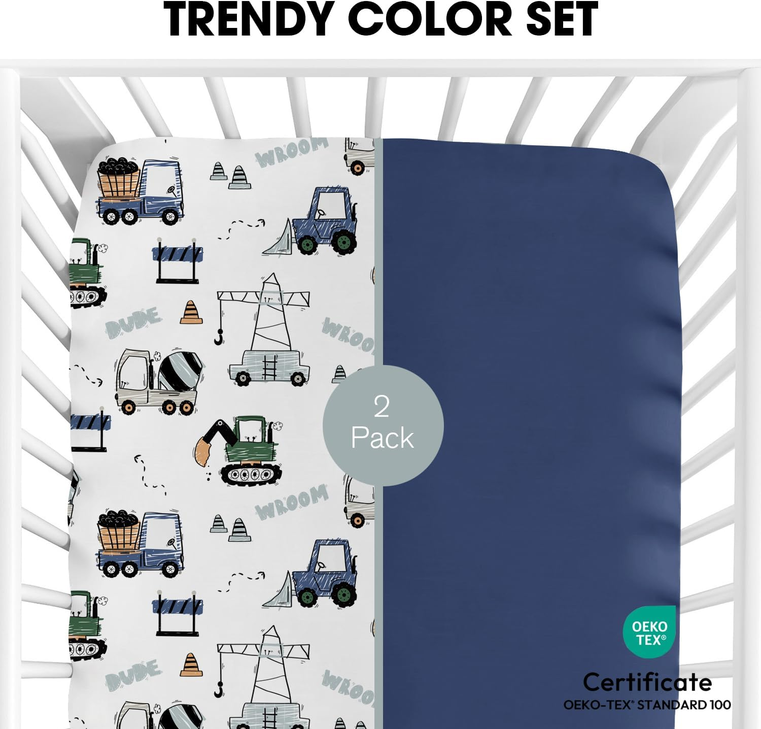 Little Grape Land Cot Sheets for Boys Girls, Baby Cot Sheets Fitted 2 Pack for Standard Cot and Toddler Bed Mattress,132X71 Cm Soft Microfiber Cot Mattress Cover with Cute Patterns(Navy Truck) - 2Pink Floral image number 2