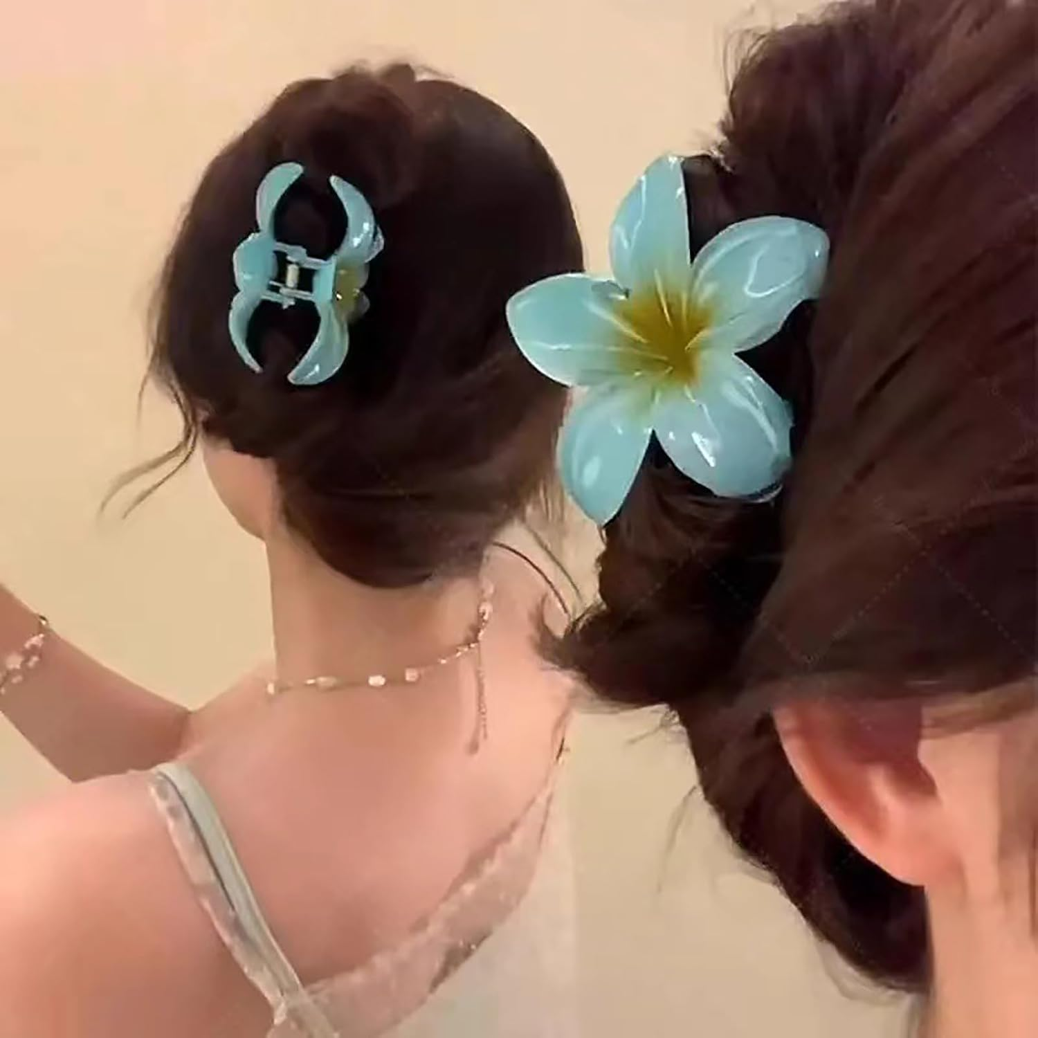 Flower Hair Clips,8 Pcs Color Hair Clips Flower Claw Clips Plumeria Hair Claw Clips Strong Hold Big Hair Claw Clips for Thick/Thin Hair for Women image number 1