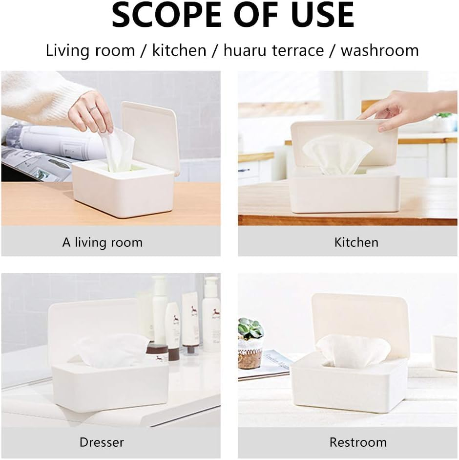 Baby Wipes Dispenser, Pull Wipes Dispenser with Moisture Seal Secure Lid,Baby Wipes Case Holder Keeps Wipes Fresh, Perfect Look Wipe Containers with Sealing Design (White, 1Pcs) image number 3