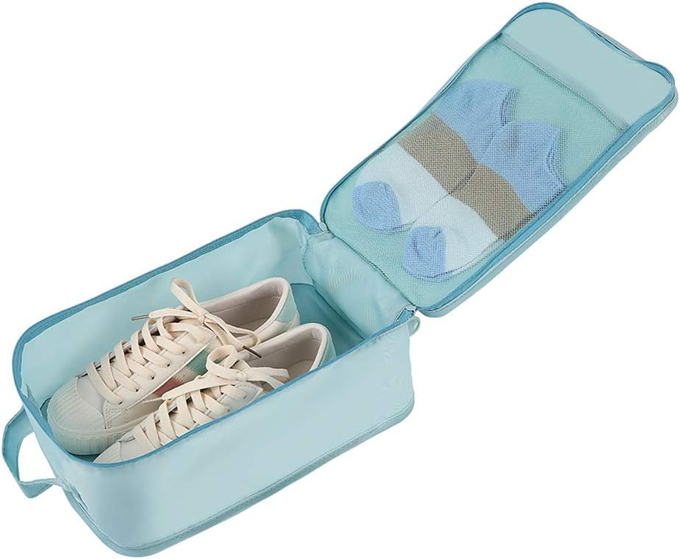 Belsmi Travel Garment Bags Set of 8 Travel Bag in Suitcase Travel Luggage Organiser Compression Bags Suitcase Organiser with Shoe Bag (Style B - Blue) - 8Pcs Pink image number 7