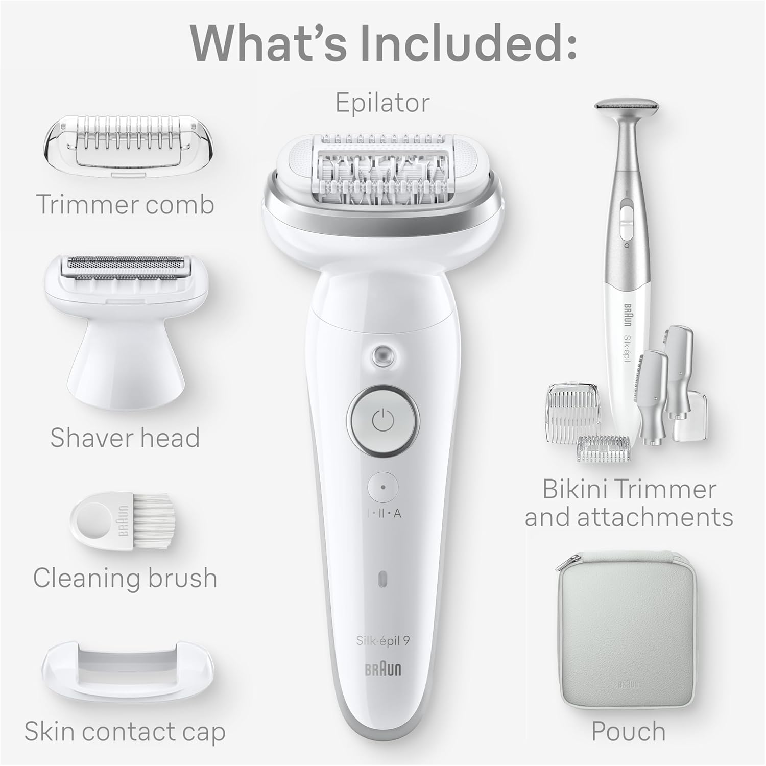 Braun 9-241 3D Silk-&Eacute;pil 9 Epilator for Wet and Dry, Lasting Smooth Skin, Silver image number 6