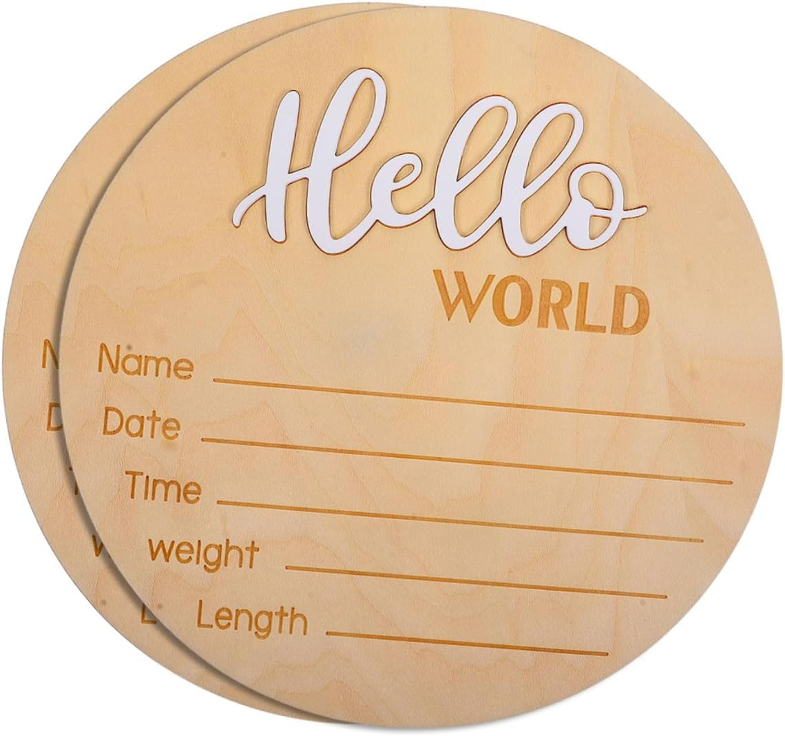 2Pcs Wooden Shower Name Sign Birth Announcement Plaque Newborn Decor Photo Prop for Party image number 5