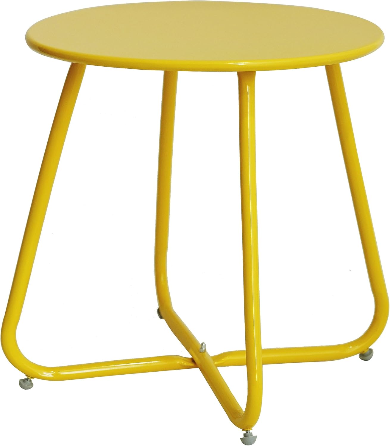 Elevon Weather Resistant Outdoor 17.5&rdquo; round End Accent Table for Bistro Balcony, Yellow