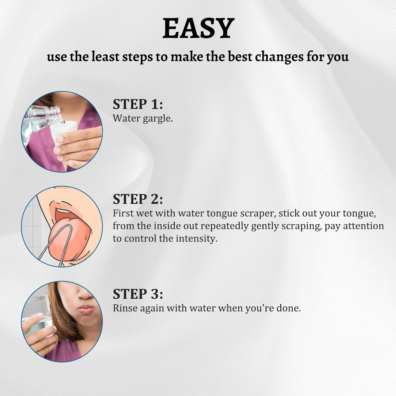 3PCS Tongue Scraper, Stainless Steel Tongue Cleaner with Storage Box, Tongue Scraper Stainless Steel for Bad Breath, Oral Care for Adults, High-Protein Diet Individuals image number 3