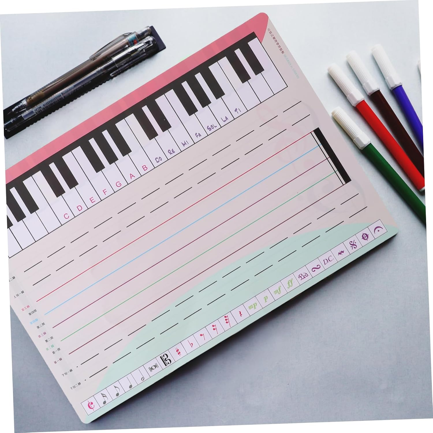 VILLFUL Musical Note Teaching Whiteboard Reusable for Piano Keyboard Erasable Music Exercise Board for Home Office image number 5