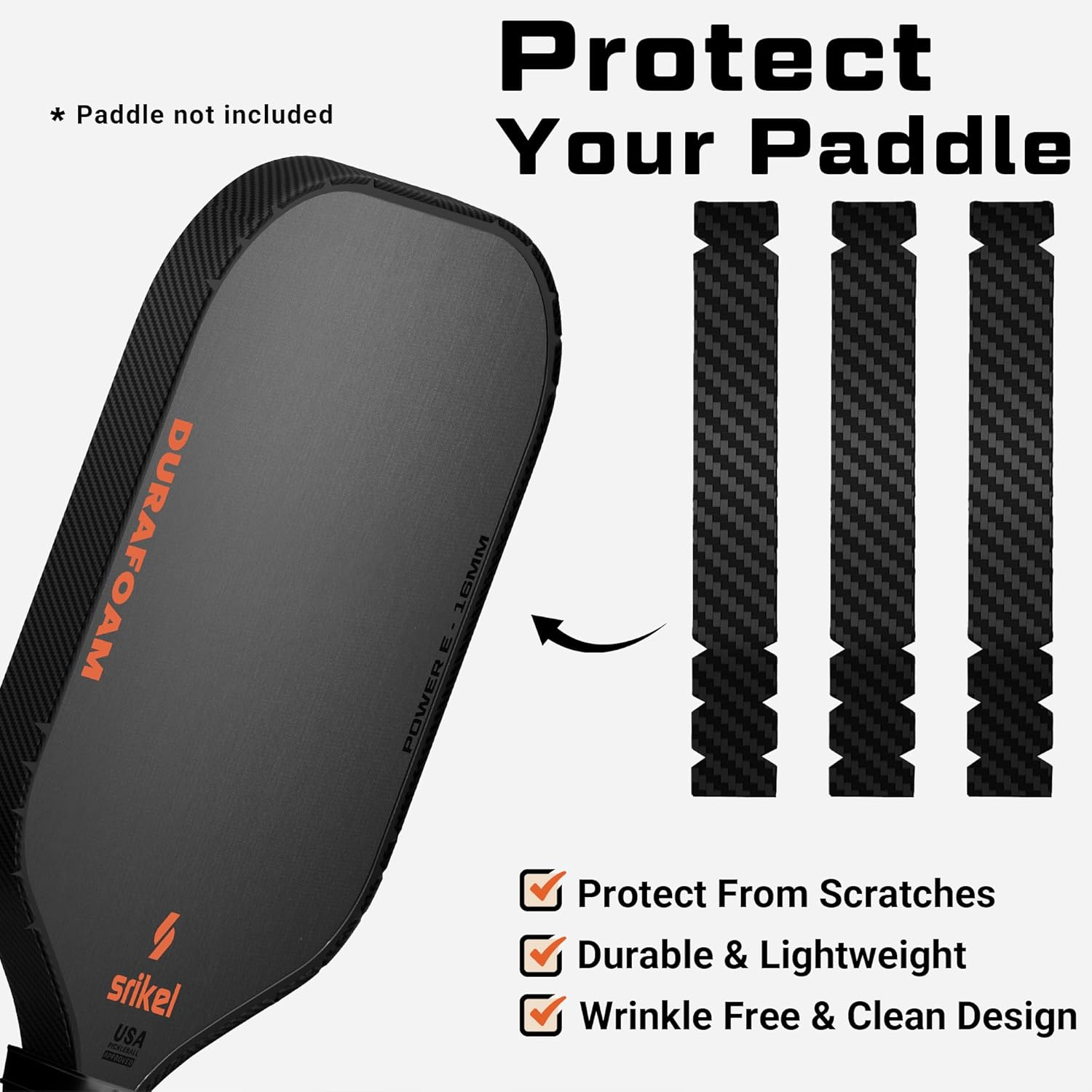 Pickleball Edge Guard Tape &ndash; Pickle Ball Paddle Edge Protection Tape 3 Pack,Paddle Head Edge Guard for 12MM to 20MM Rackets,Fits Perfectly Curved Edge,Easy Application,No Wrinkling image number 5