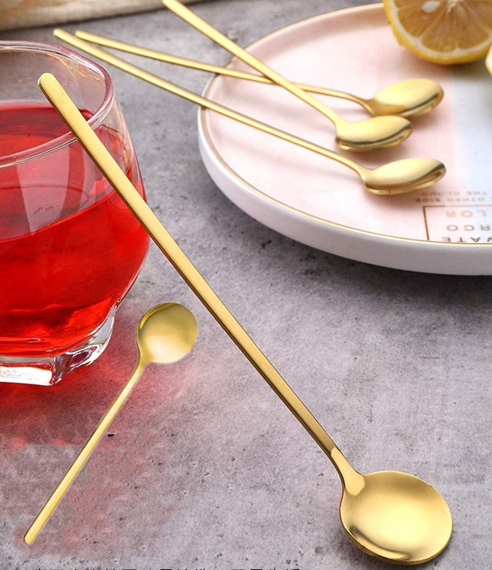 10 Pack Espresso Spoons, Gold Plated Stainless Steel Mini Teaspoons Set for Coffee Sugar Dessert Cake Ice Cream Soup Antipasto Cappuccino,5.3 Inch image number 4