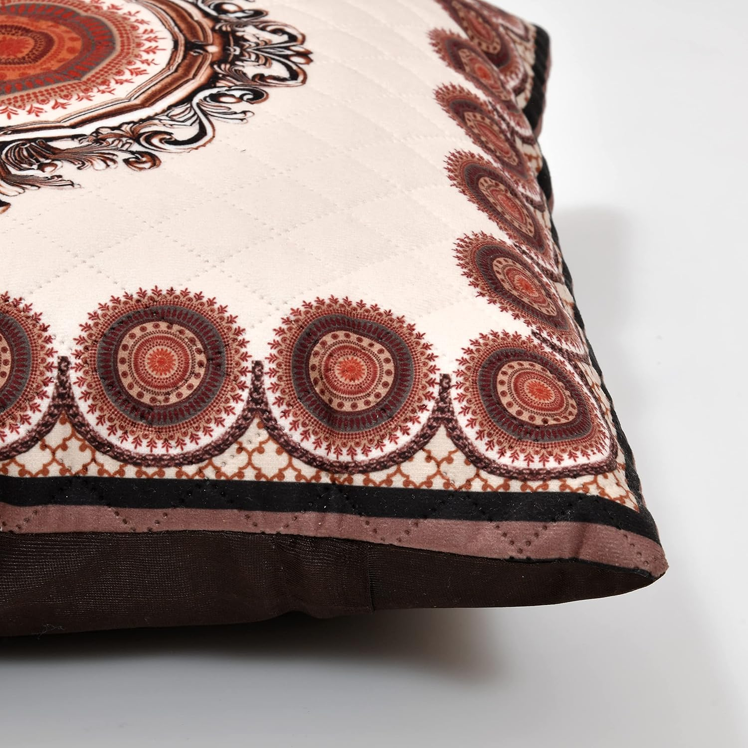 Flying Trade Indian Ethnic Bohemian Set of 5 Decorative White Base Colorful Square for Sofa Set Home Decorative Design Boho Throw Pillow Case Cotton Cushion Cover (Quilted Cotton, 16X16)