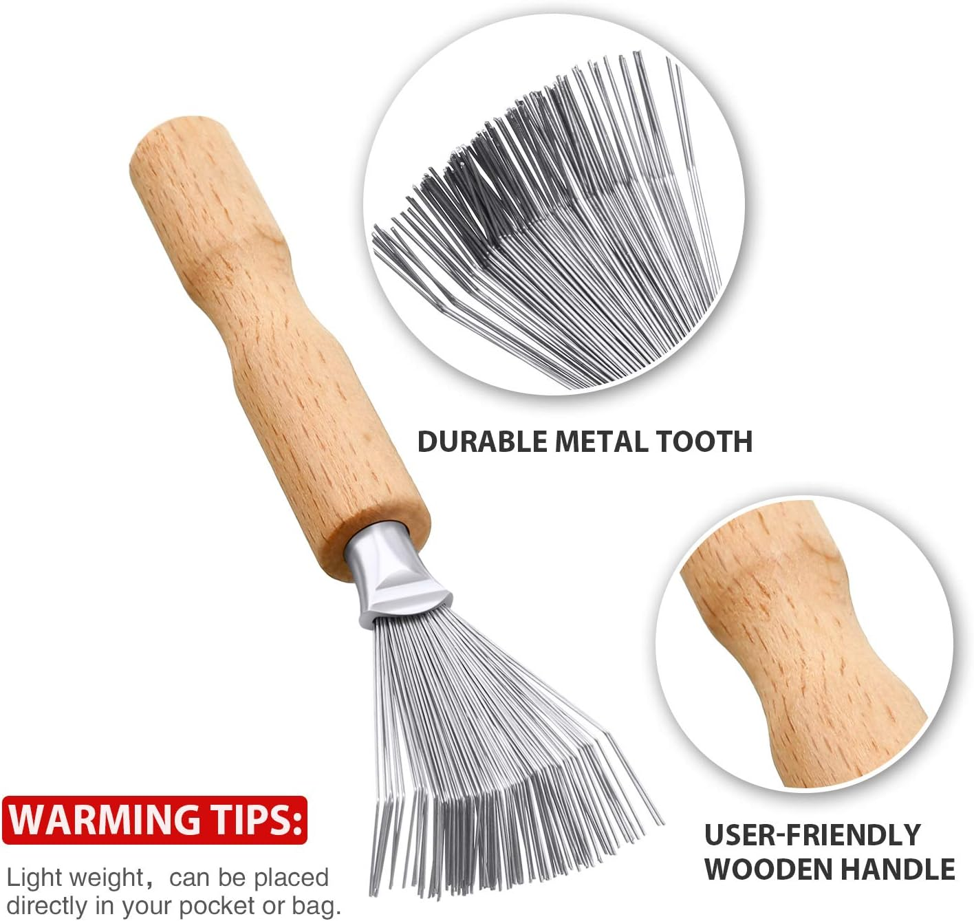 Boao 4 Pcs Hair Brush Cleaning Tool Set Mini Hair Cleaning Brush Tool Wooden Handle Mini Rakes for Removing Dust Home Salon Use(Black) image number 1