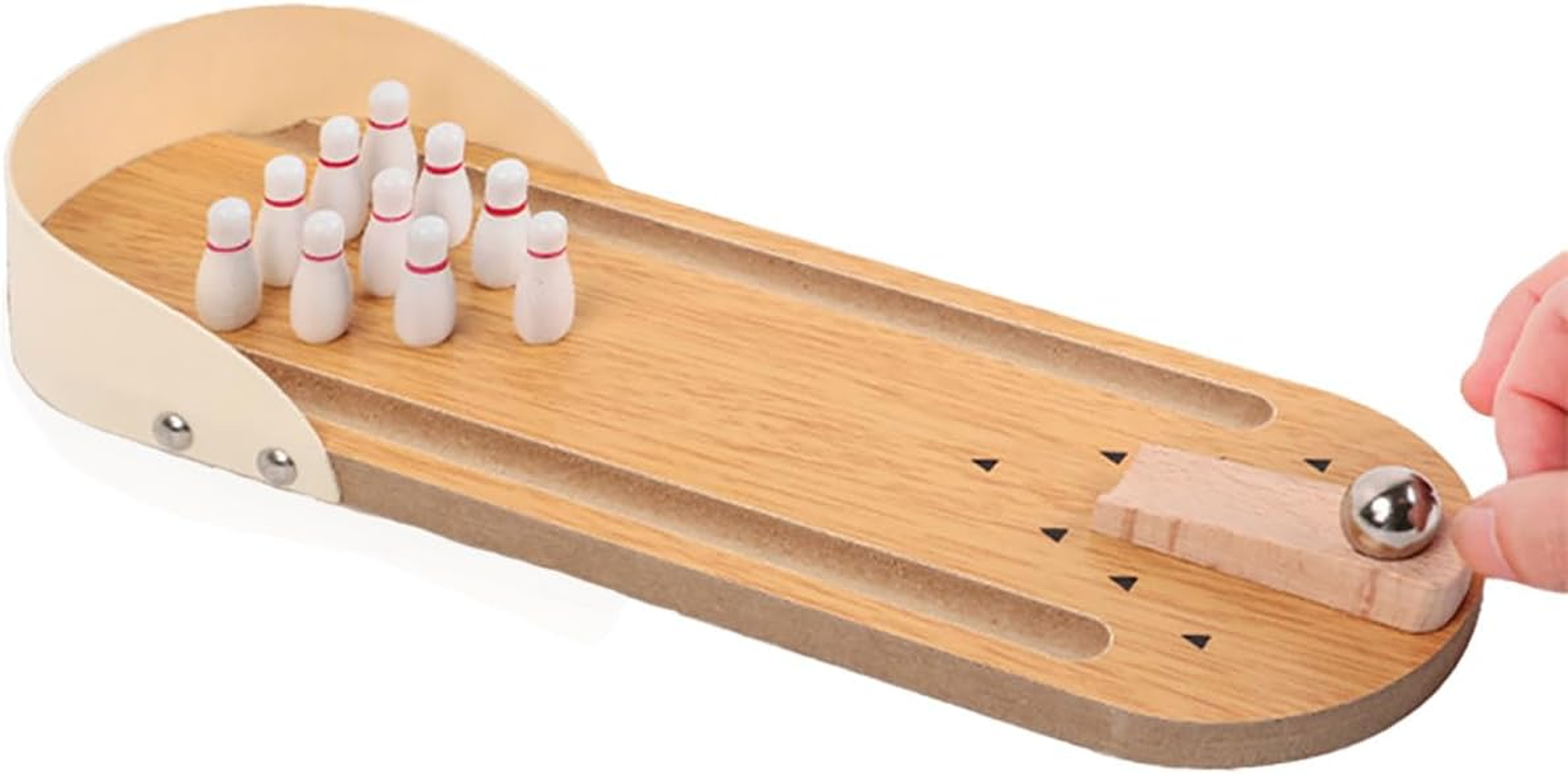 Mini Bowling Game,Wooden Desktop Bowling Game Desktop Bowling Game Desktop Stress Relieve Games for over 14 Years Old Kids Teens Adults image number 5
