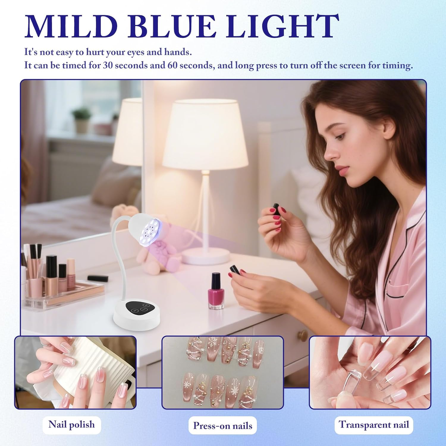 Gel Nail Lamp with 360&deg; Adjustable Hose Arm, Auto Sensor Gooseneck, DIY Nail Tip Lamp, Portable Mini Light for Home DIY Manicure image number 6