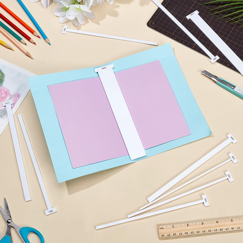 FINGERINSPIRE 10 Pcs Acrylic Bookbinding Spacer Tool 3/4/5/6/7/8/9/10/20/30Mm White Bookbinding Ruler T Shape Straight Edge Book Binding Kit for Making Book with Spine, Covered with Protective Film image number 2