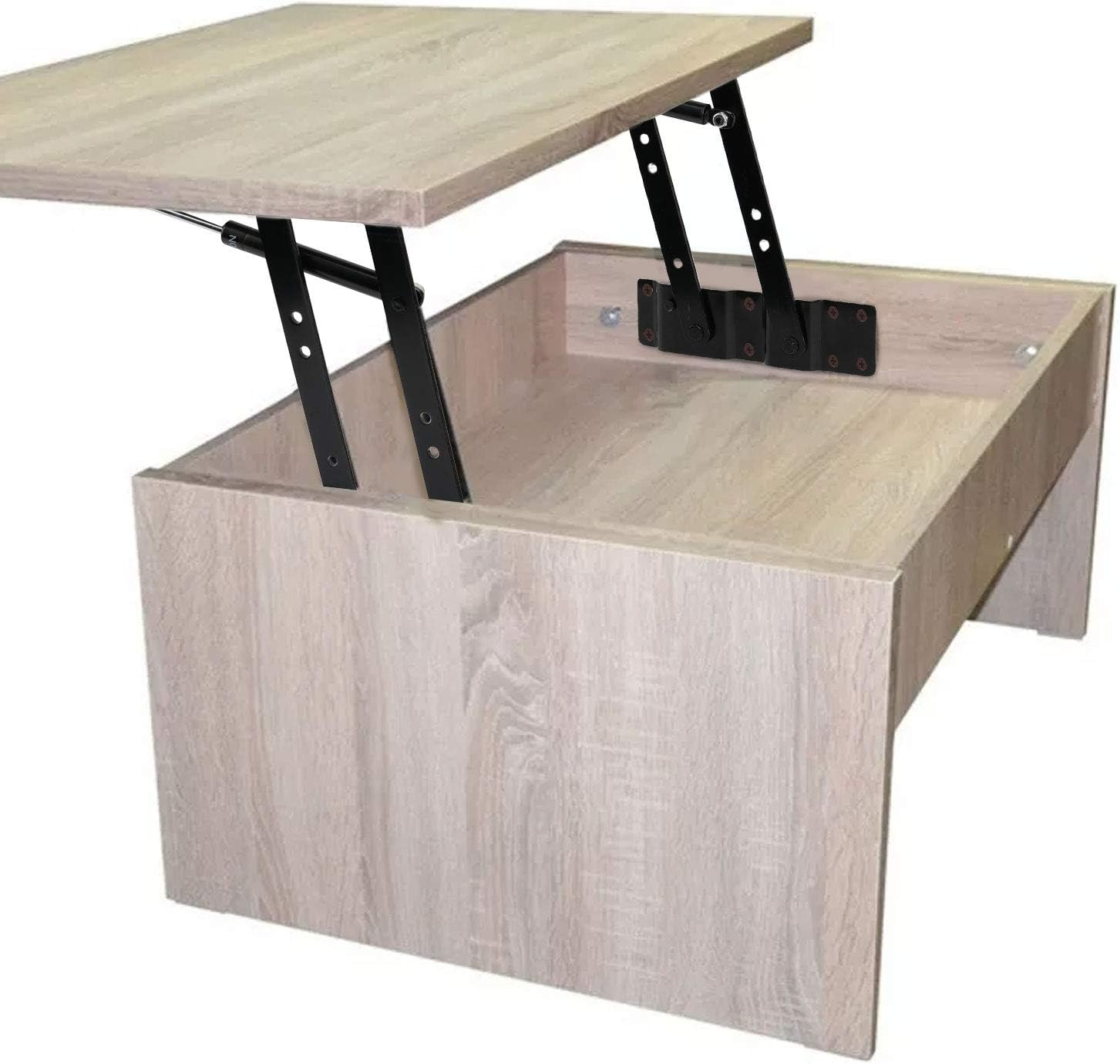 ZEONHEI 1 Pair 50Kg/100Lbs Folding Lift up Top Table, 150N Gas Hydraulic Hinge Hardware, Lifting Frame Desk Mechanism Spring Hinge Bracket with 30 Screws, Tea Coffee Table Furniture Accessories image number 3