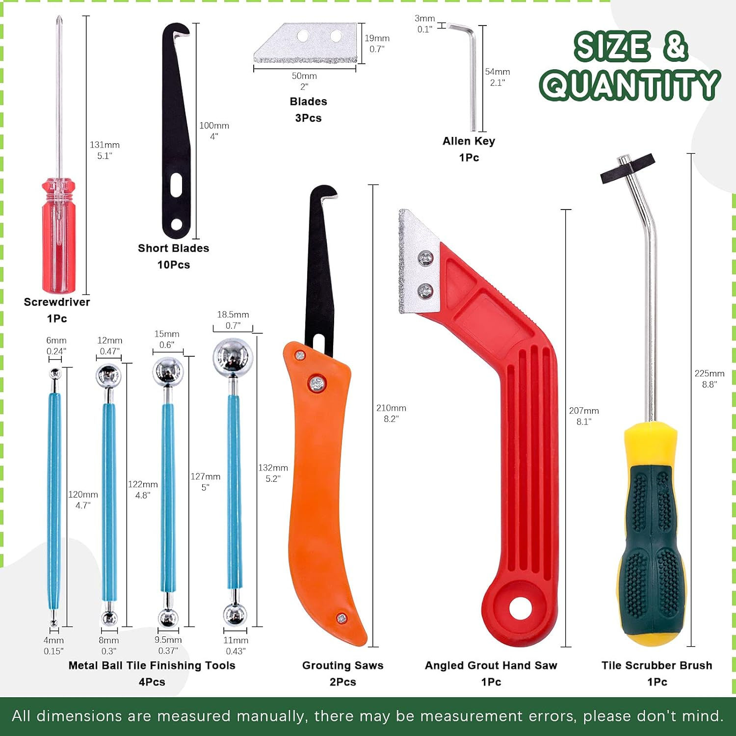 Keadic Grout Removal Tool Set - 22 Pcs with Grout Saw, Hand Saw, Cleaning Brush, Caulking Edge Tool