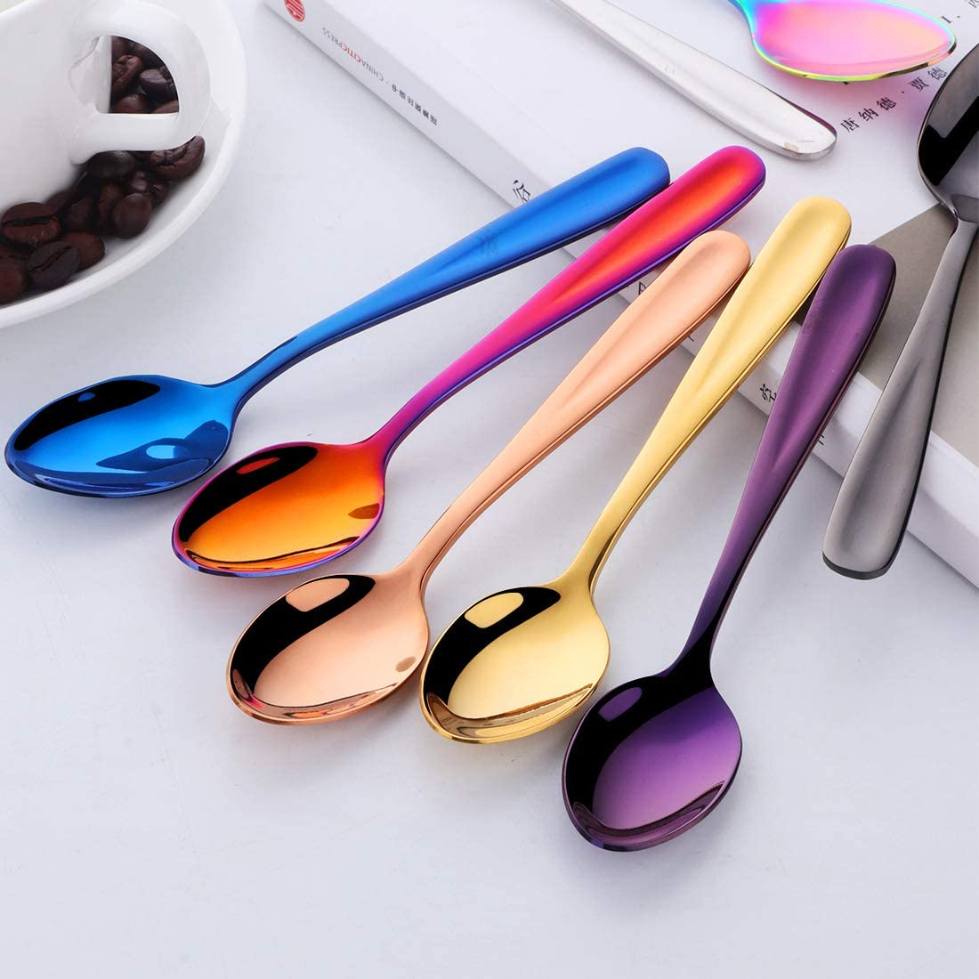 SBOMHS Teaspoons Set of 8, Coffee Spoons/Dessert Spoons, 5.5Inch/14Cm (Coloured) image number 2
