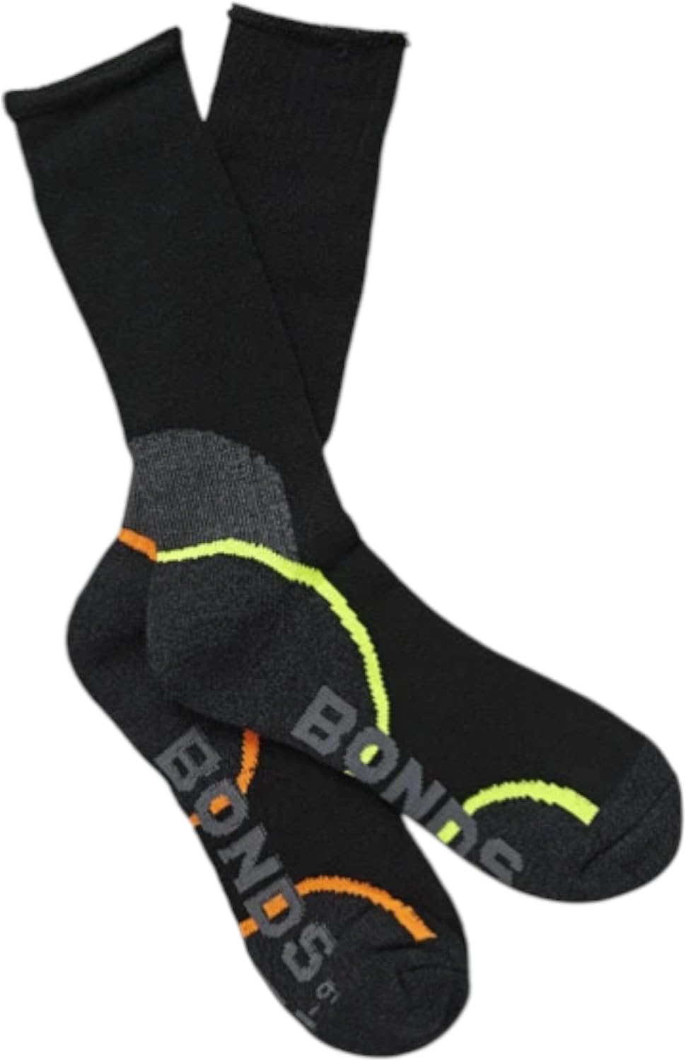 2 Pairs Mens Bonds Acrylic Work Socks Ultimate Comfort Crew Black High S8697D image number 3