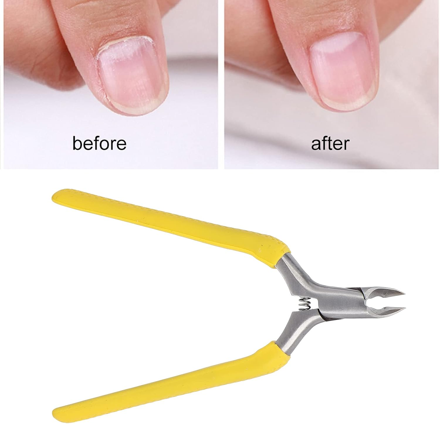 Cuticle Nippers, Cuticle Scissors, Compression Spring Cuticle Trimmer Stainless Steel Cuticle Nipper with Non-Slip Silicone Handle for Hard Toenails and Dead Skin on Hands and Feet image number 2