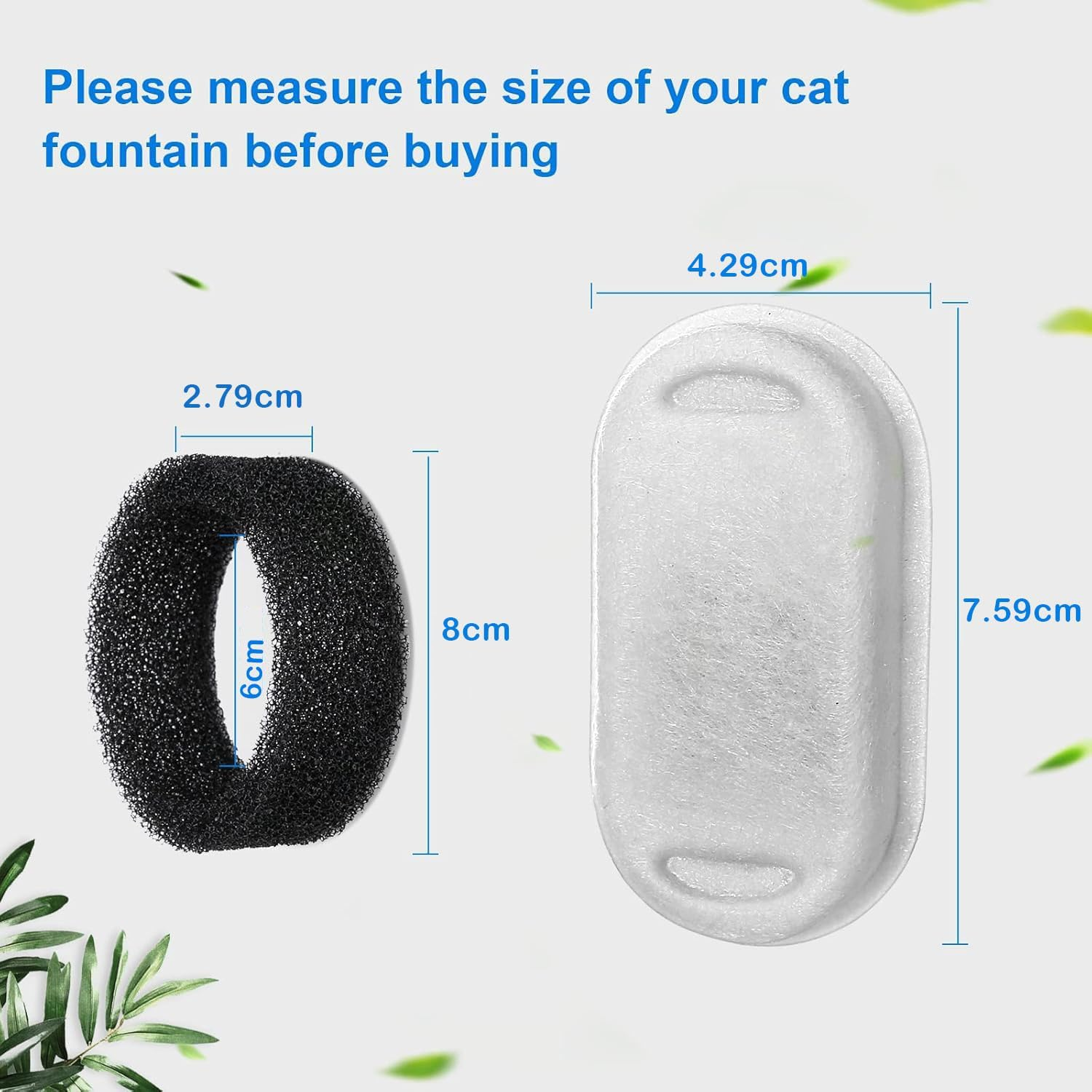 Vindox Cat Fountain Filter, Pack of 16 Replacement Filters with Activated Carbon Filter for 2L/3.2L/4L Stainless Steel Drinking Fountain Cats, Drinking Fountain Filter, Pet Filter for Cats and Dogs image number 5