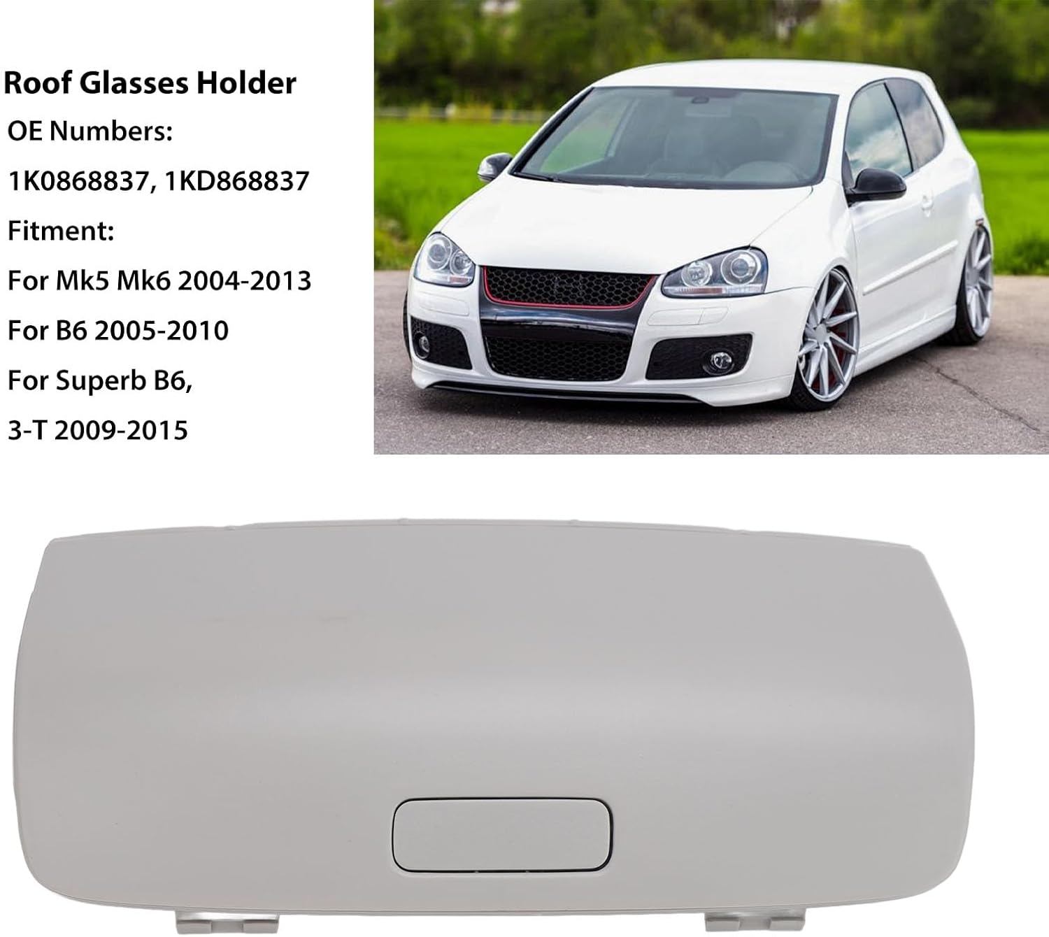 Roof Glasses Holder for Mk5 Mk6 2004 to 2013, OE #1K0868837, 1KD868837, Car Visor Sunglasses Case, Sunglasses Organizer Storage Case, Eyeglasses Protective Box image number 3