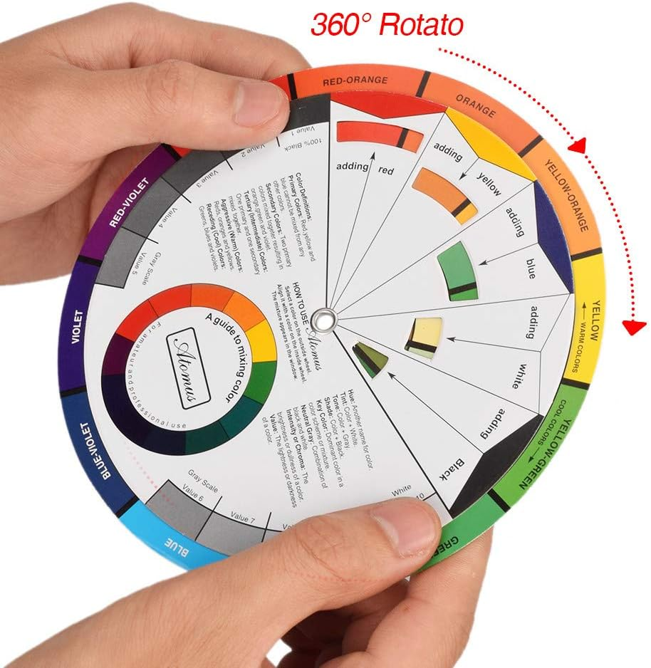 ATOMUS Color Wheel Color Mix Guide, Tattoo Pigment Chart Supplies for Paint Permanent Eyebrow Lip Body Tattoo (5.51In & 9.25In) image number 5