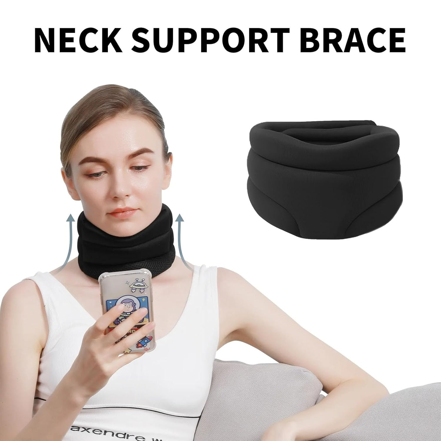XUTONG Cervicorrect Neck Brace for Women Men,Soft Cervical Collar for Sleeping,Anti Snoring Neck Brace,Neck Pain Relief and Support(Black) image number 6