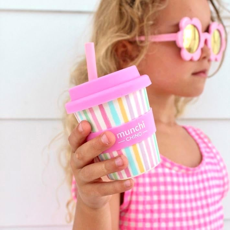 Munchi Babycino Cup - Calypso Design, Reusable Cup Includes Silicone Straw, 120Ml Capacity (4Oz)