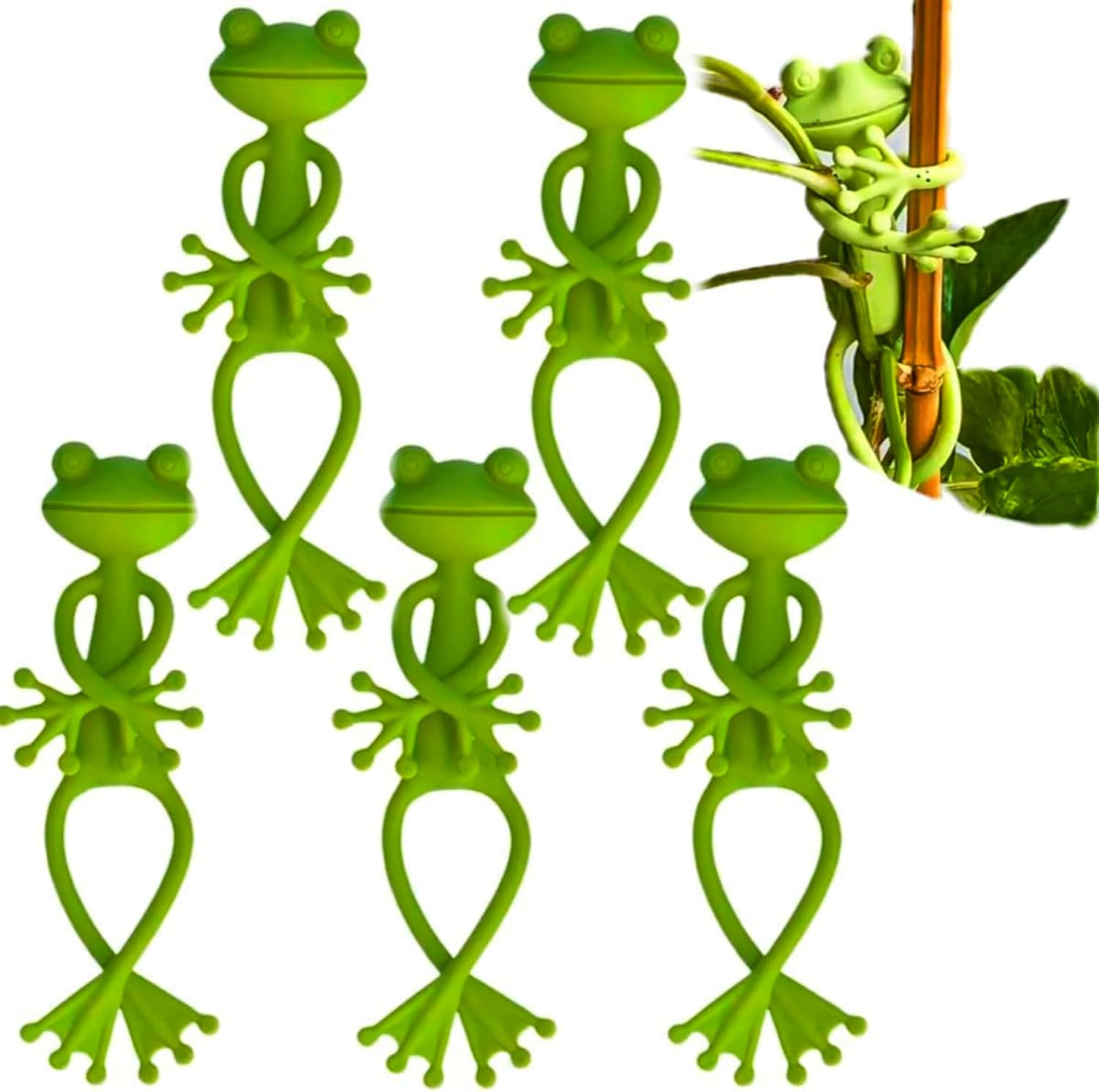 Frog Plant Stand, Green Cute Frog Clip Flowerpot Climbing, Plant Holder Flower Pot Hugger Decorations (5Pcs) image number 5