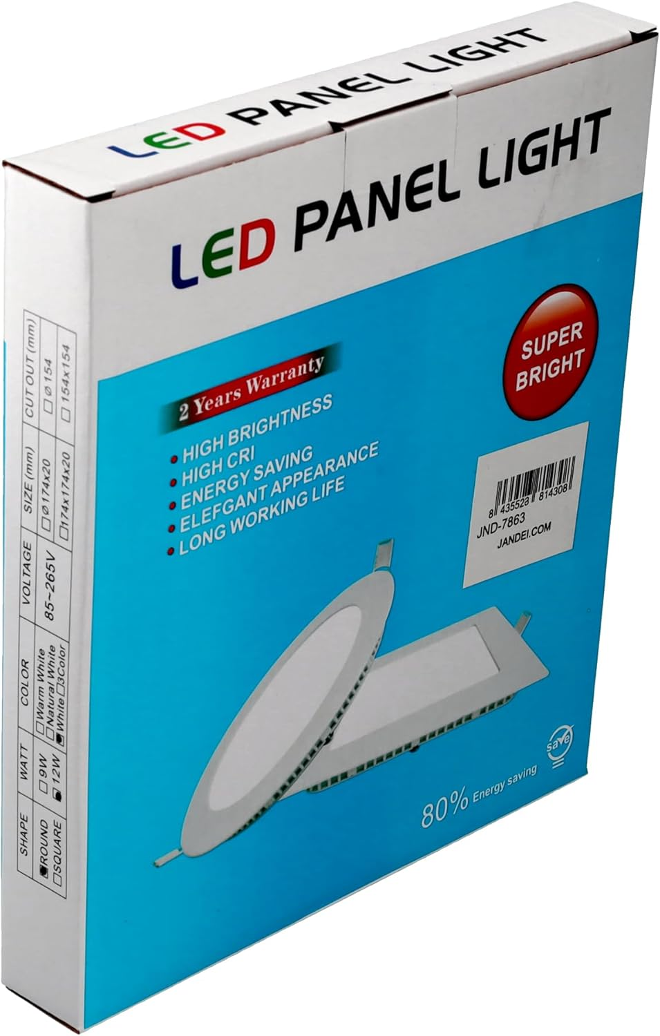 JANDEI - LED Downlight round Extra Flat Panel Lighting 12W 6000K Cool White image number 4