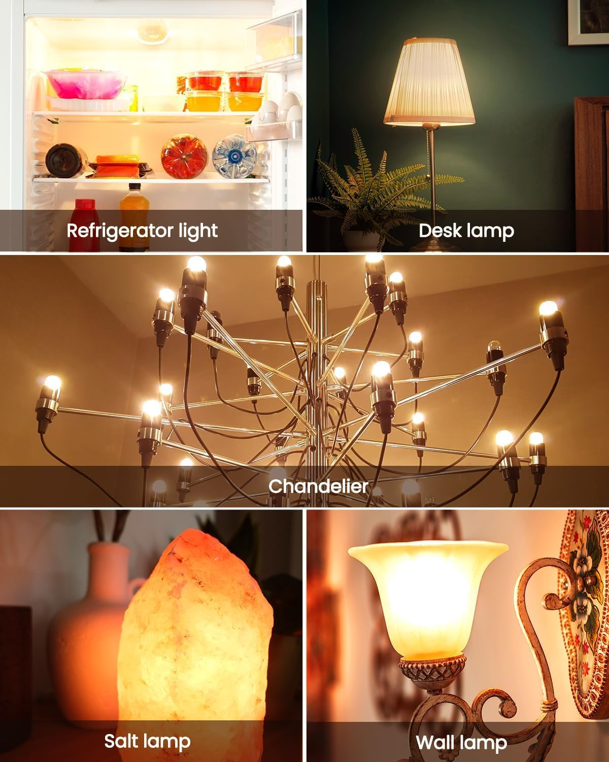 Doright Vintage E14 LED Bulb, Mini 1W Amber Glass, Warm White 2200K, Filament Retro Lamp, 10W-15W Equivalent, 95 Lumens, Non Dimmable, 2 Pieces image number 5