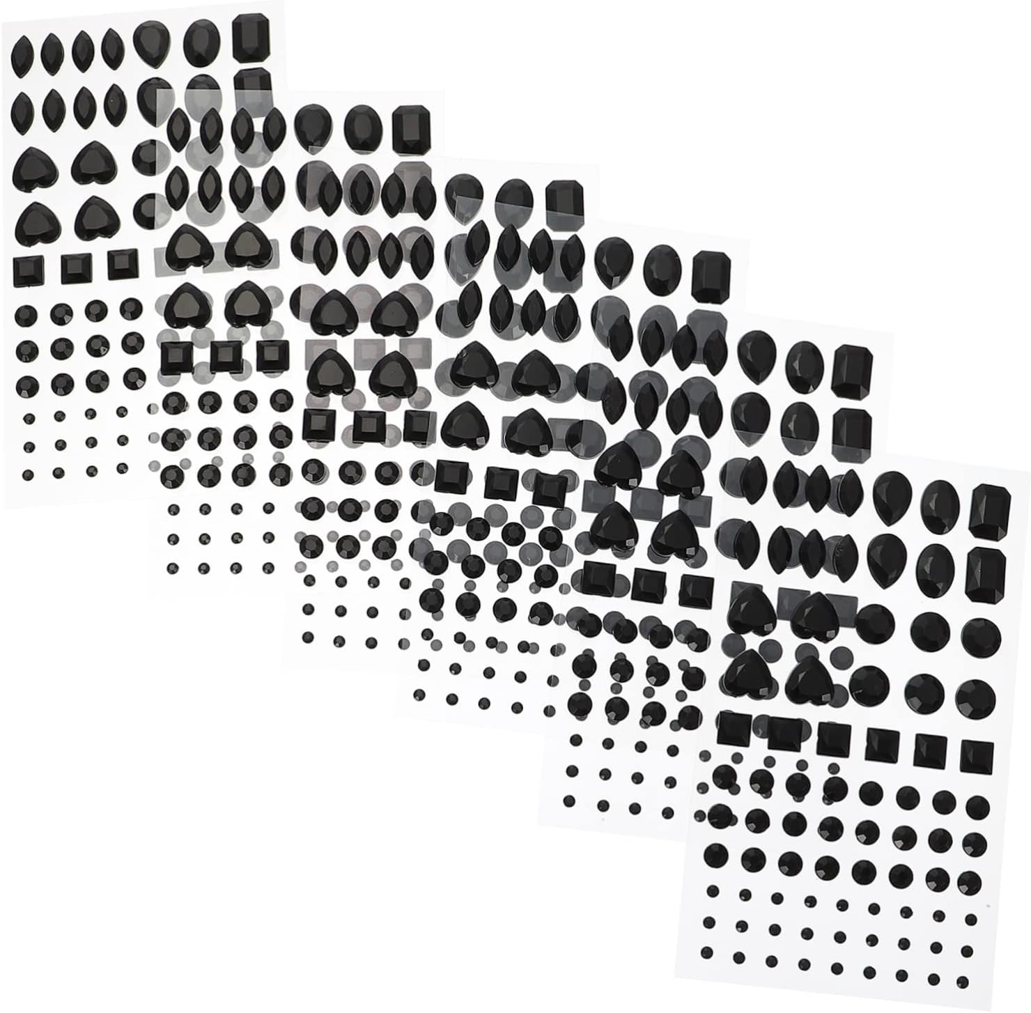 ABOOFAN 6 Sheets Rhinestone Acrylic Stickers for DIY Crafts Black Shiny Decorative Adhesive 3D Stickers for Home Decor and Art Projects image number 2