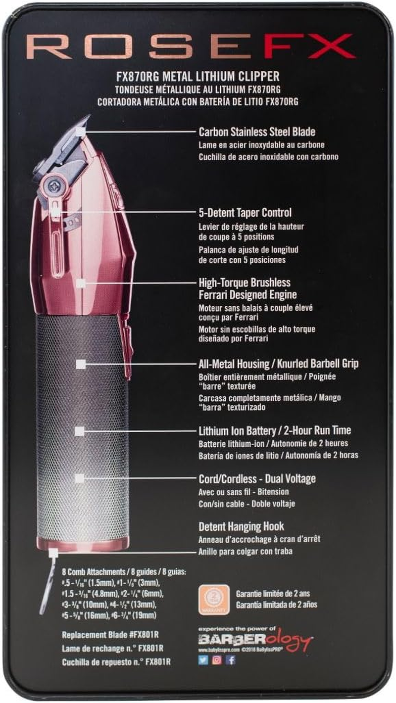 Babylisspro Rosefx Lithium Hair Clipper, Rose Gold image number 1