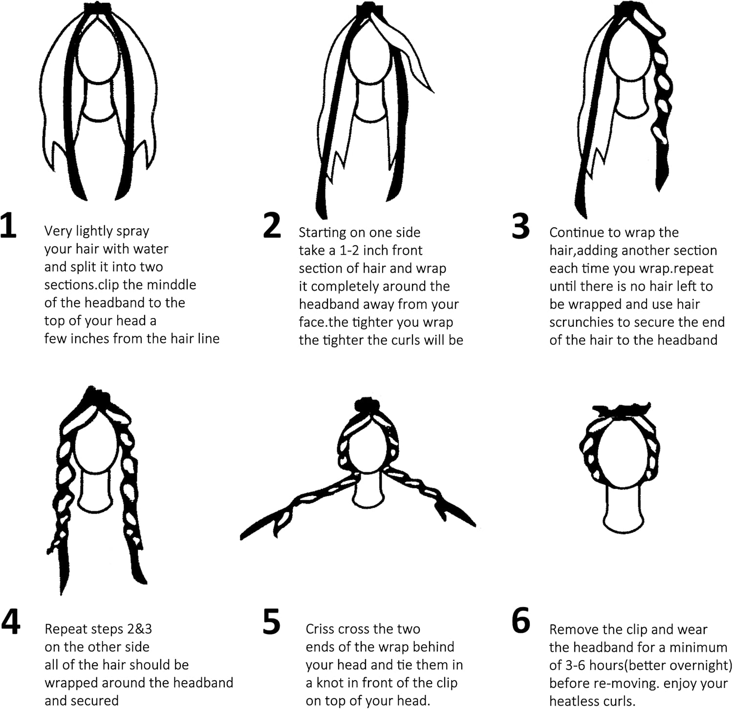 Eco-Fused No Heat Hair Curler Headband Set - Long Velour Hair Wrap Curling Ribbon You Can Sleep in - Soft Heatless Styling Tool Kit - Comes with Hair Clip and Scrunchies - for Women Girls image number 4