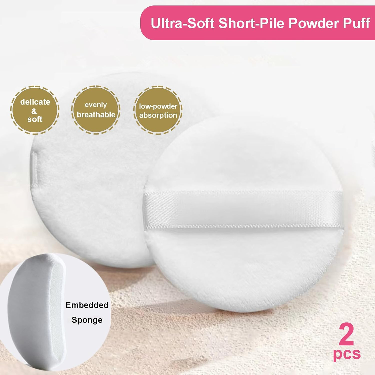 Body Powder Puff and Container, Glass Box for Dust Puff, Powder Applicator with Case for Dusting Powder (Retro)