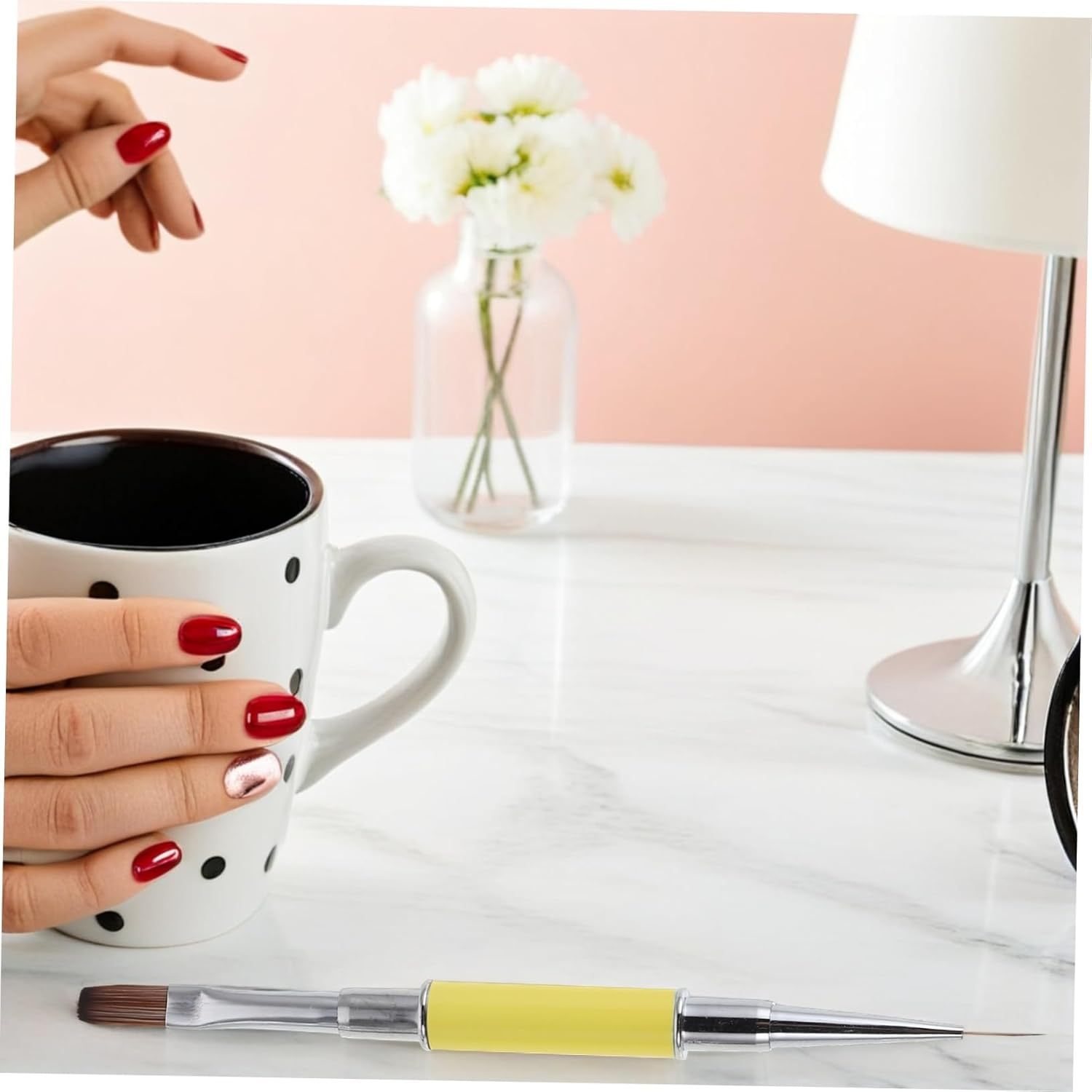 SOESFOUFU 3Pcs Dual Ended Nail Art Brushes Fine Liner and Sculpting Pens for Precise Line Drawing Gradient Effects and Complex Manicure Designs Professional Nail Art Tool for DIY and Salon - White image number 2