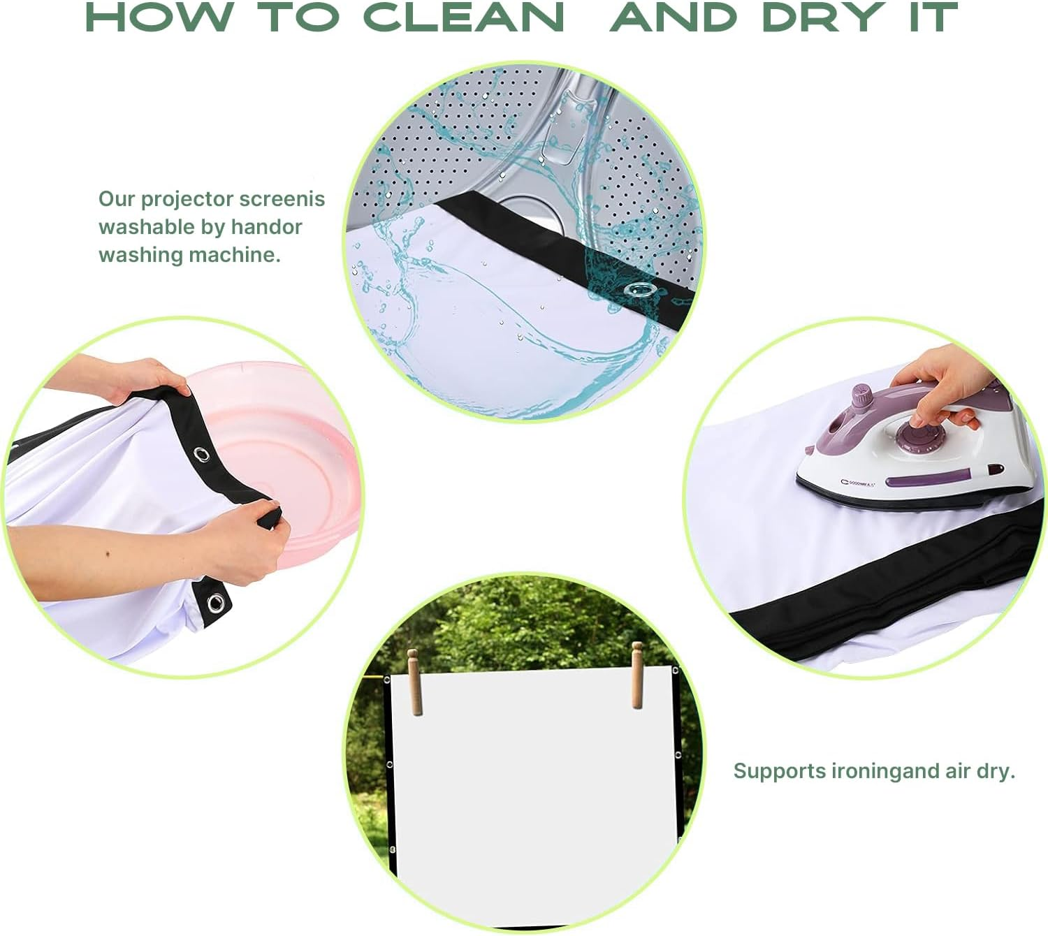 Video Projection Screen 150 Inch, Washable 4K Projector Screen 16:9 HD Foldable Anti-Crease Portable Projector Movies Screen for Home Theater Outdoor Indoor Support Double Sided Projection image number 1