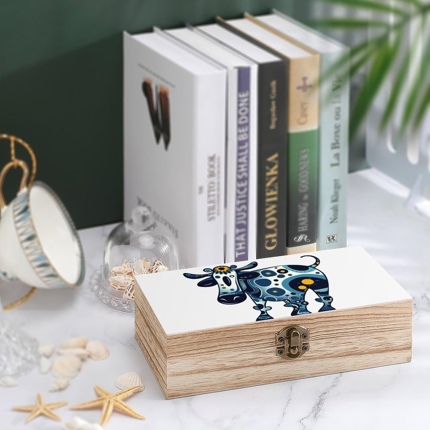 Cow Wooden Box Wood Wedding Keepsake Boxes with Lids Small Decorative Boxes Lightweight Wooden Memory Storage Box for Crafts Keepsakes Jewelry Photo Letter Storage